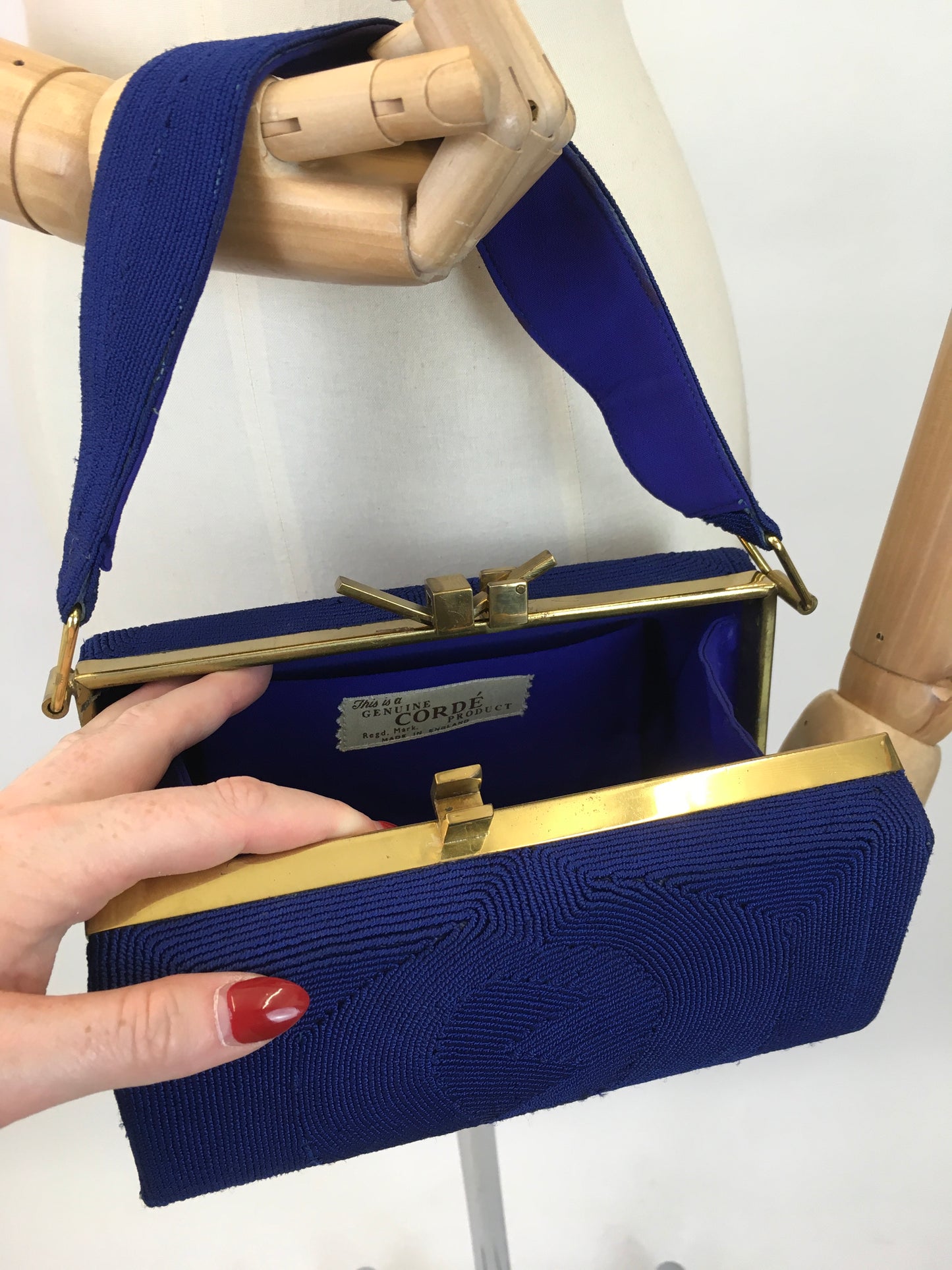 Original 1940's Exquisite Corde Handbag - In A Beautiful Vibrant Rich Blue