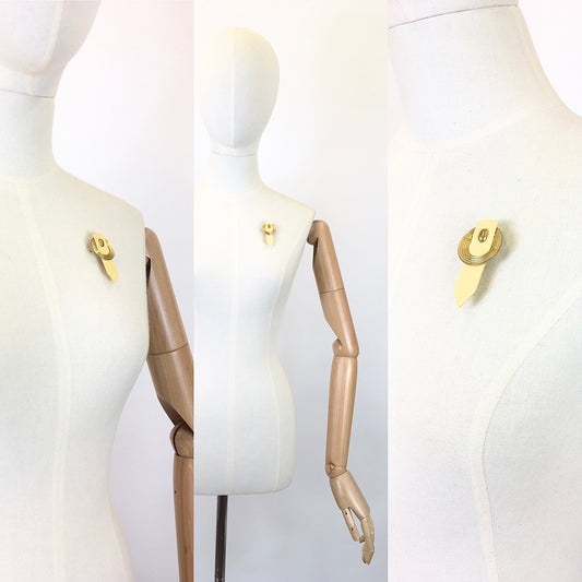 Original 1930’s Celluloid Brooch - In Corn Yellow with A Gold Accent