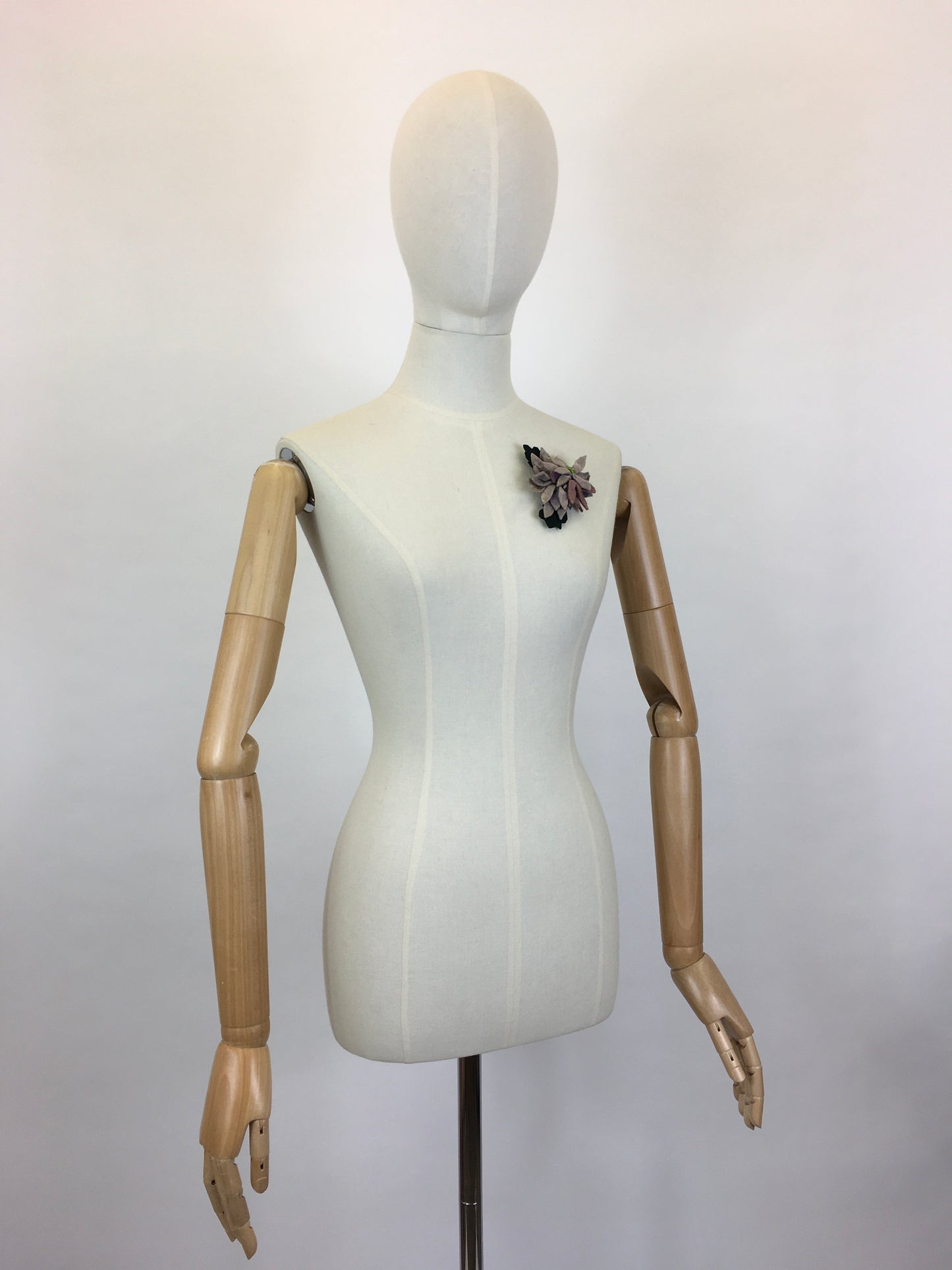 Original 1940’s ‘ Make Do And Mend ‘ Felt Floral Posy Corsage - In Muted Purple, Violets and Greenery