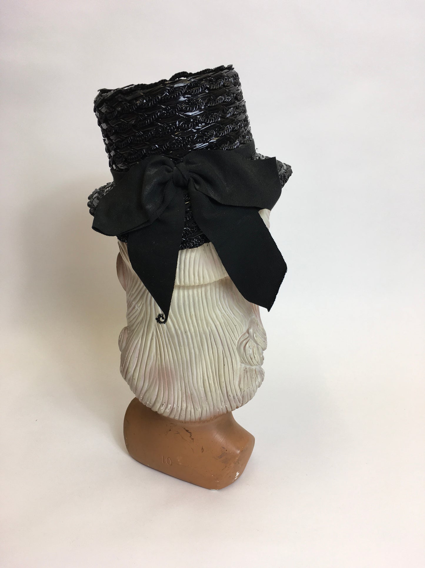 Original 1940’s Black American Topper Hat - Fabulous Iconic Shape With Grosgrain Bow