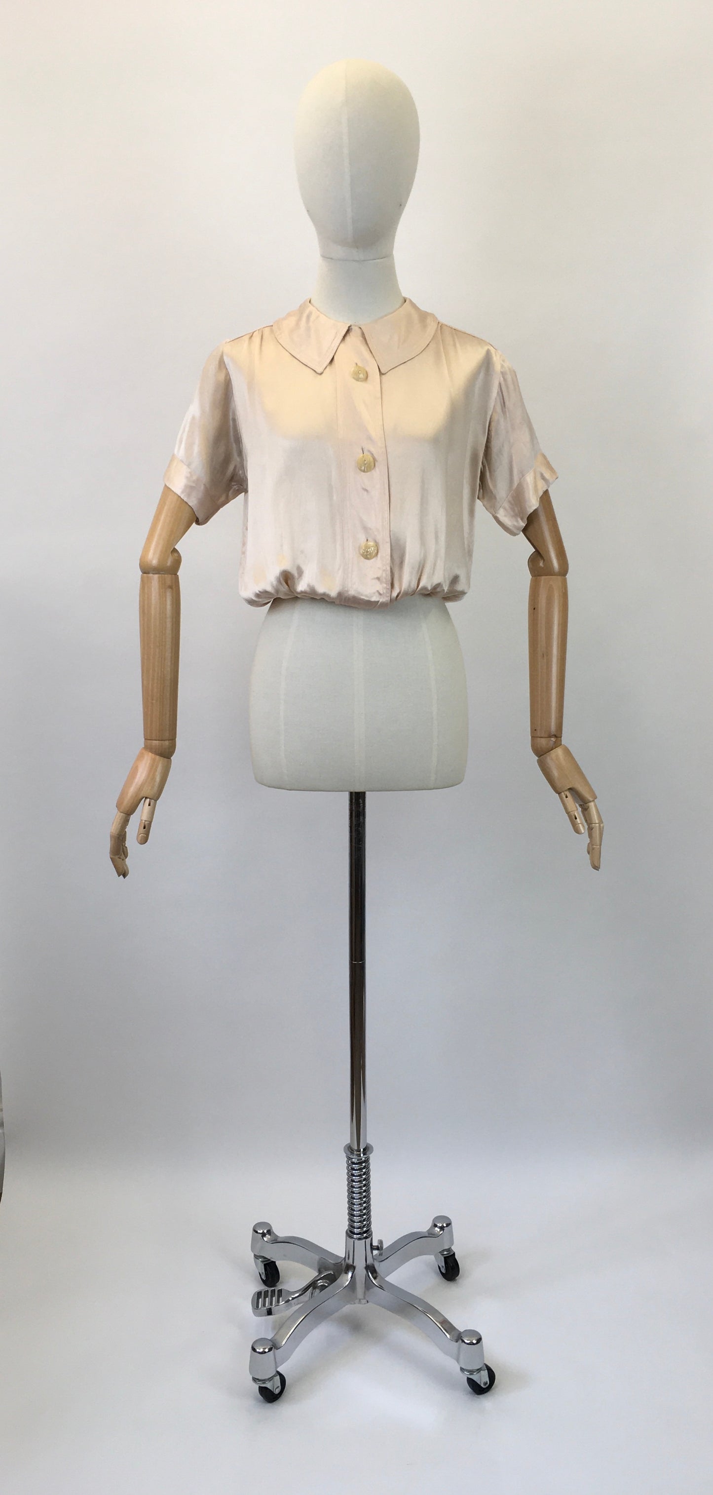 Original 1930's Darling Silk Rayon Blouse - In A Pale Pink