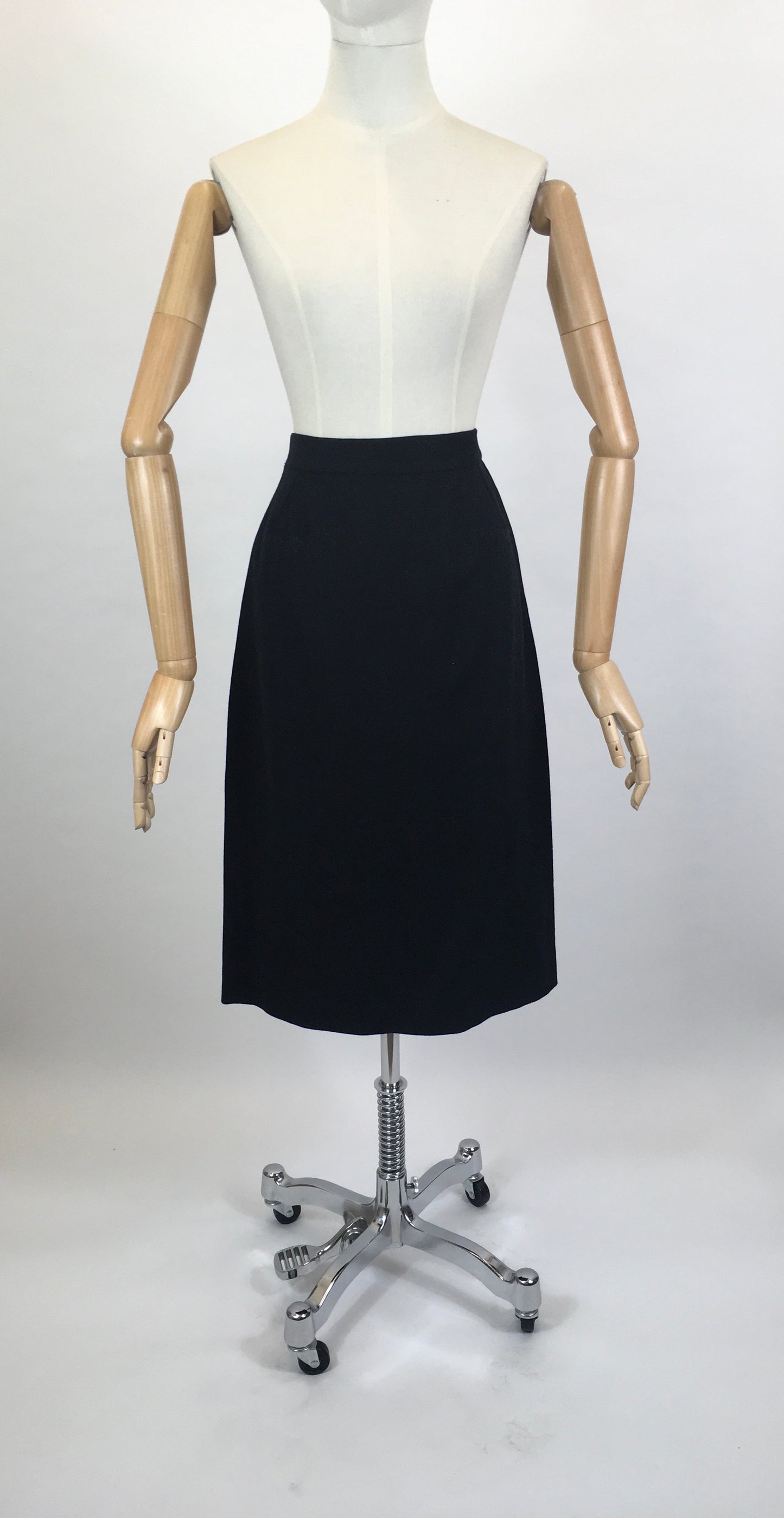 Original 1950’s Black Wool Pencil Skirt - With Amazing Back Bow Detailing