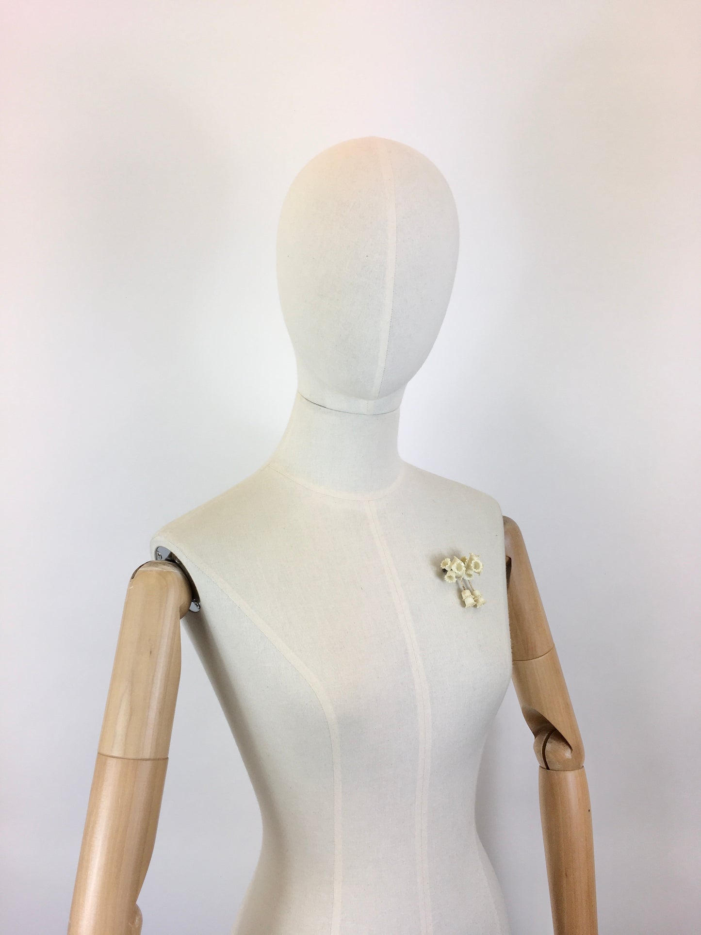 Original 1930’s Cluster Of Canterbury Bells Brooch - In Cream Celluloid