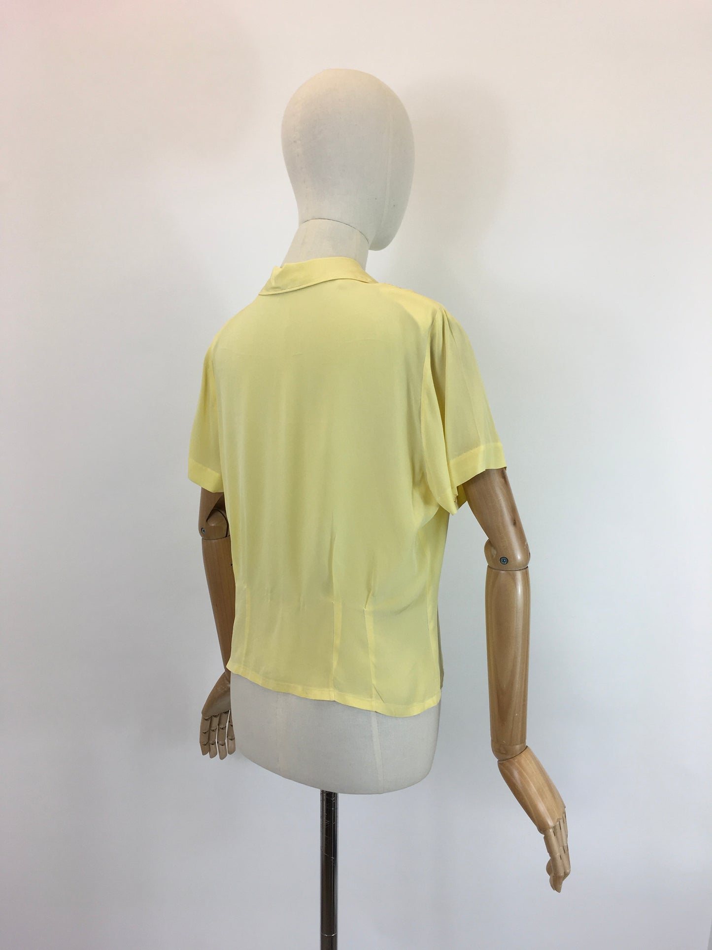 Original 1940’s Sheer Blouse In A Sunshine Yellow - With Stunning Stitch Work Detailing