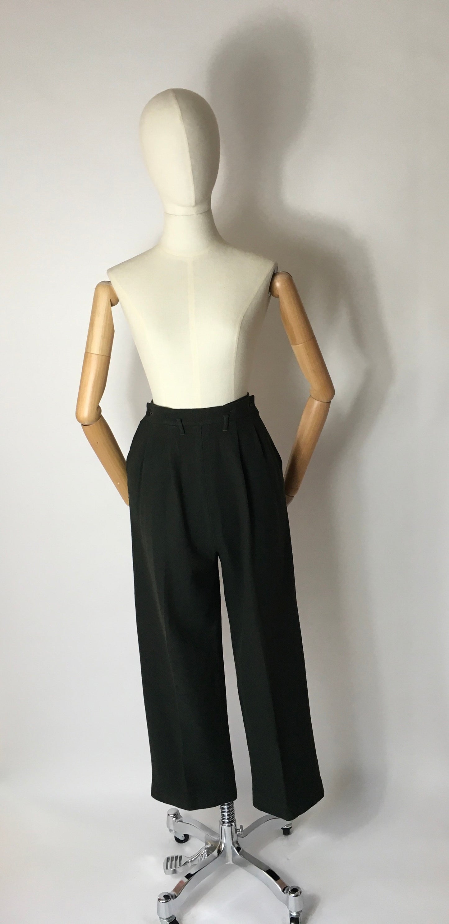 Original Early 1950’s Slacks - In a Beautiful Forest Green Wool