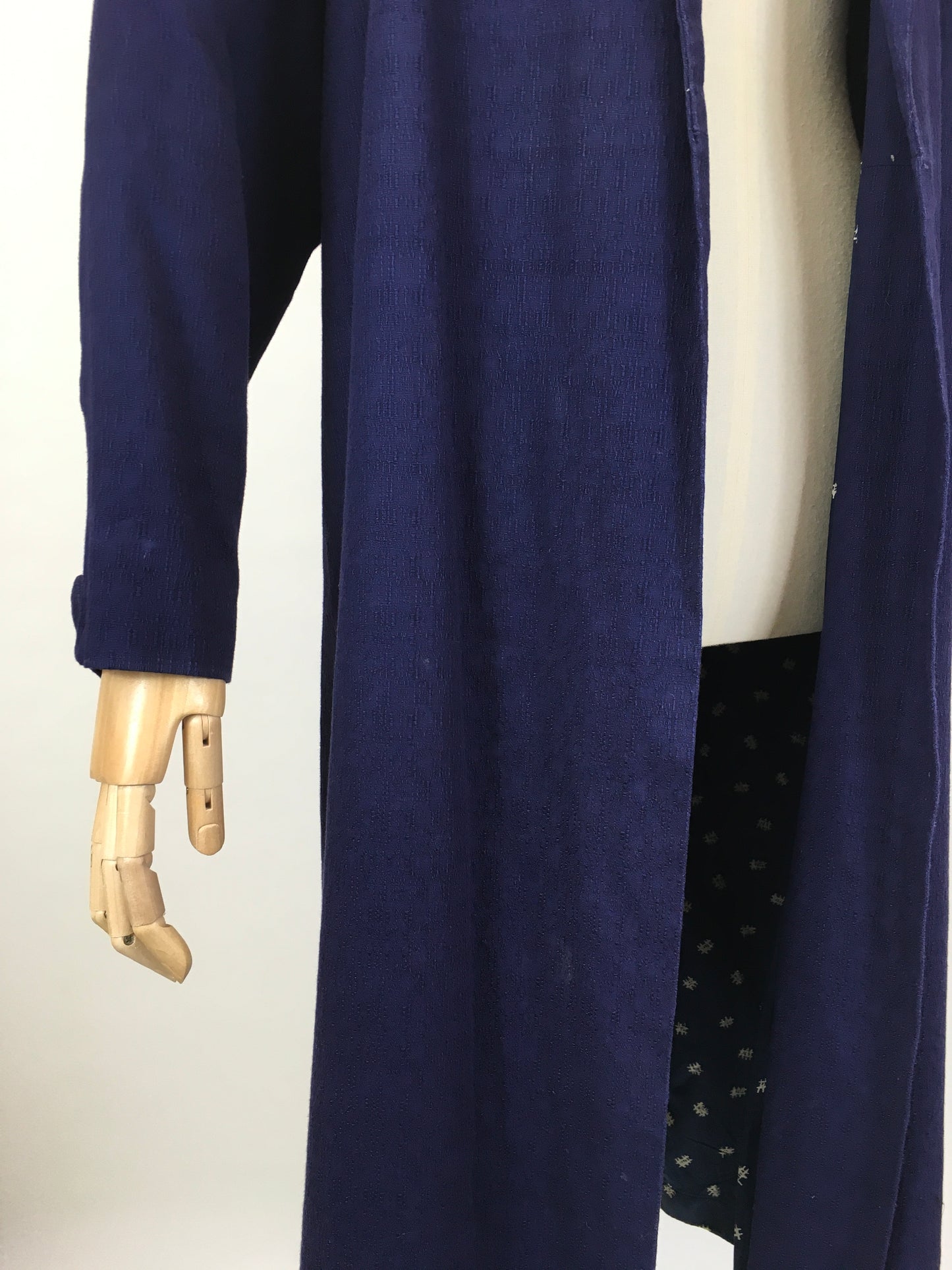 RESERVED Do NOT BUY  - Original 1950’s Edge to Edge Duster Coat - In a Midnight Blue Textured Cloth With Contrast Lining