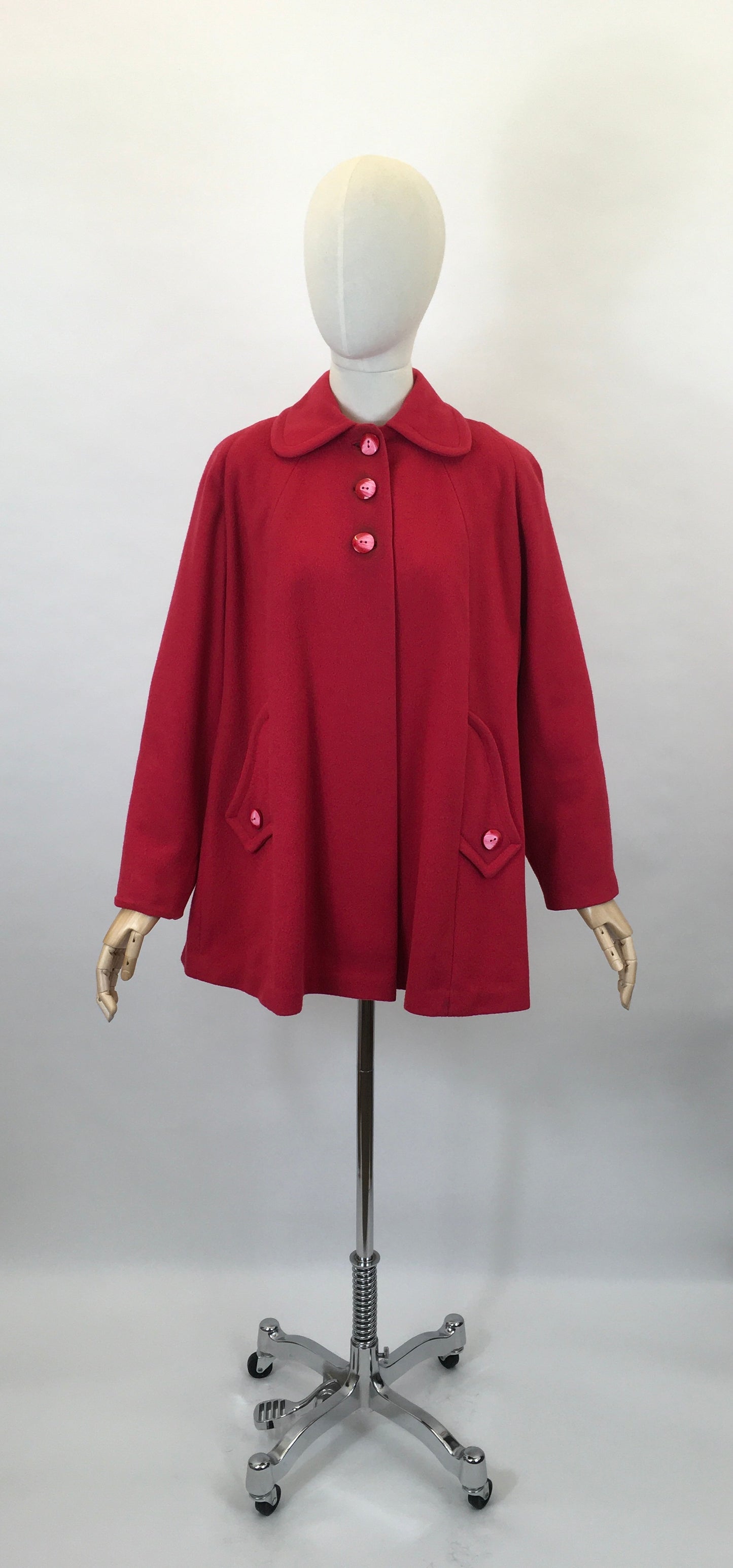 Original Late 1940’s Raspberry Red Swing Jacket - With Stunning Detailing