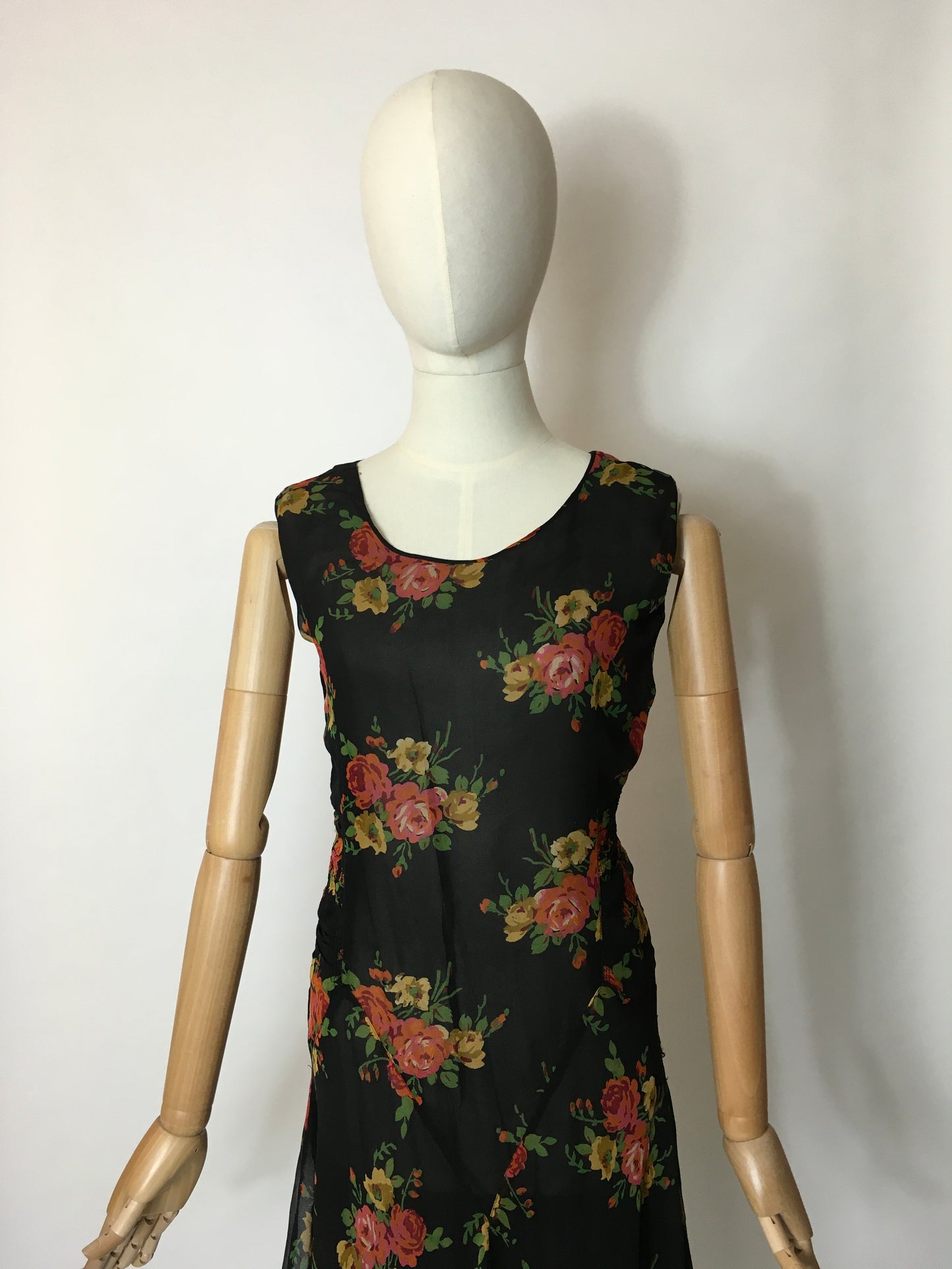 Original 1930’s SENSATIONAL 3pc Set in A Floral Chiffon - Dress, Jacket & Caplet Set