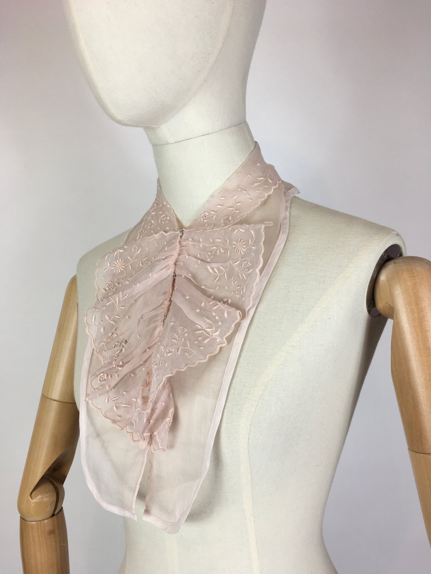 Original 1930’s Broderie Anglaise Dickie - By Saks Fifth Avenue in A Powdered Pink