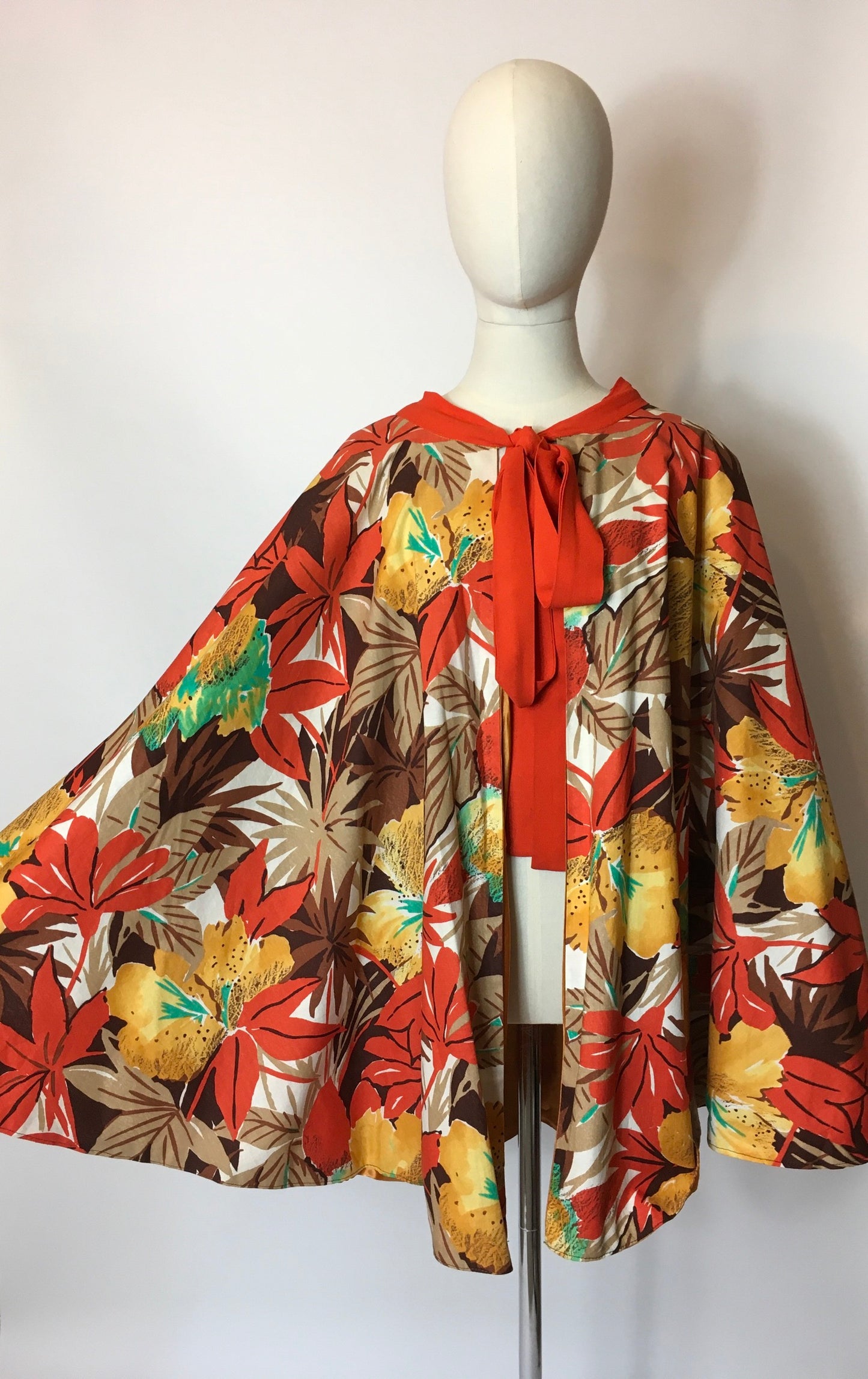 Original 1930s Floral Cape In Amazing Art Deco Colour Pallet - Festival of Vintage Fashion Show Exclusive