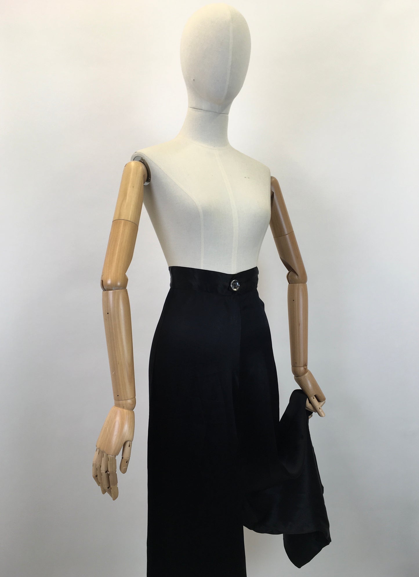 Original Sensational 1930's Palazzo Pants - In An Inky Black Rayon Silk