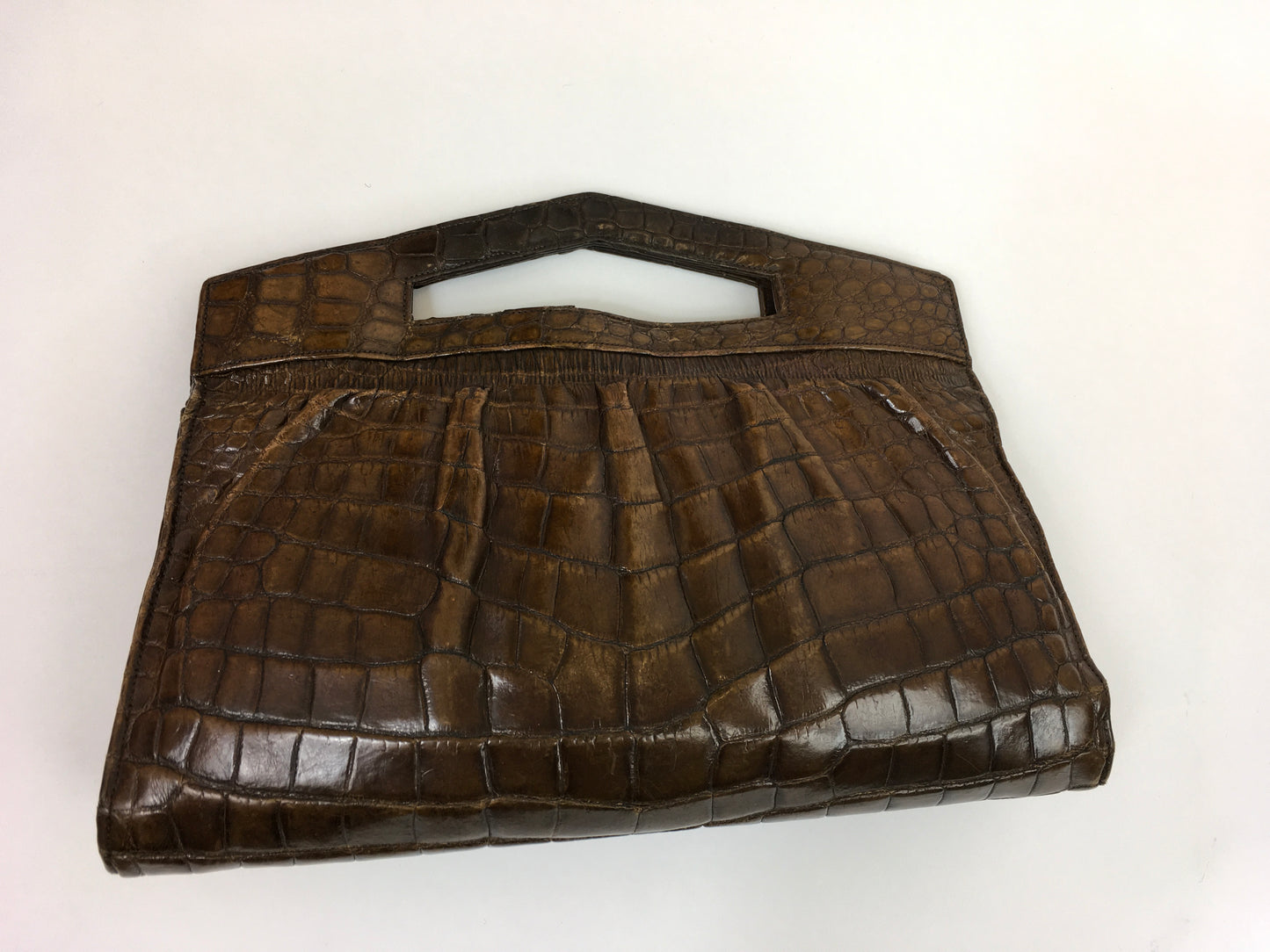 Original Late 1930’s early 1940’s Crocodile Skin Handbag - In A Lovely Warm Brown