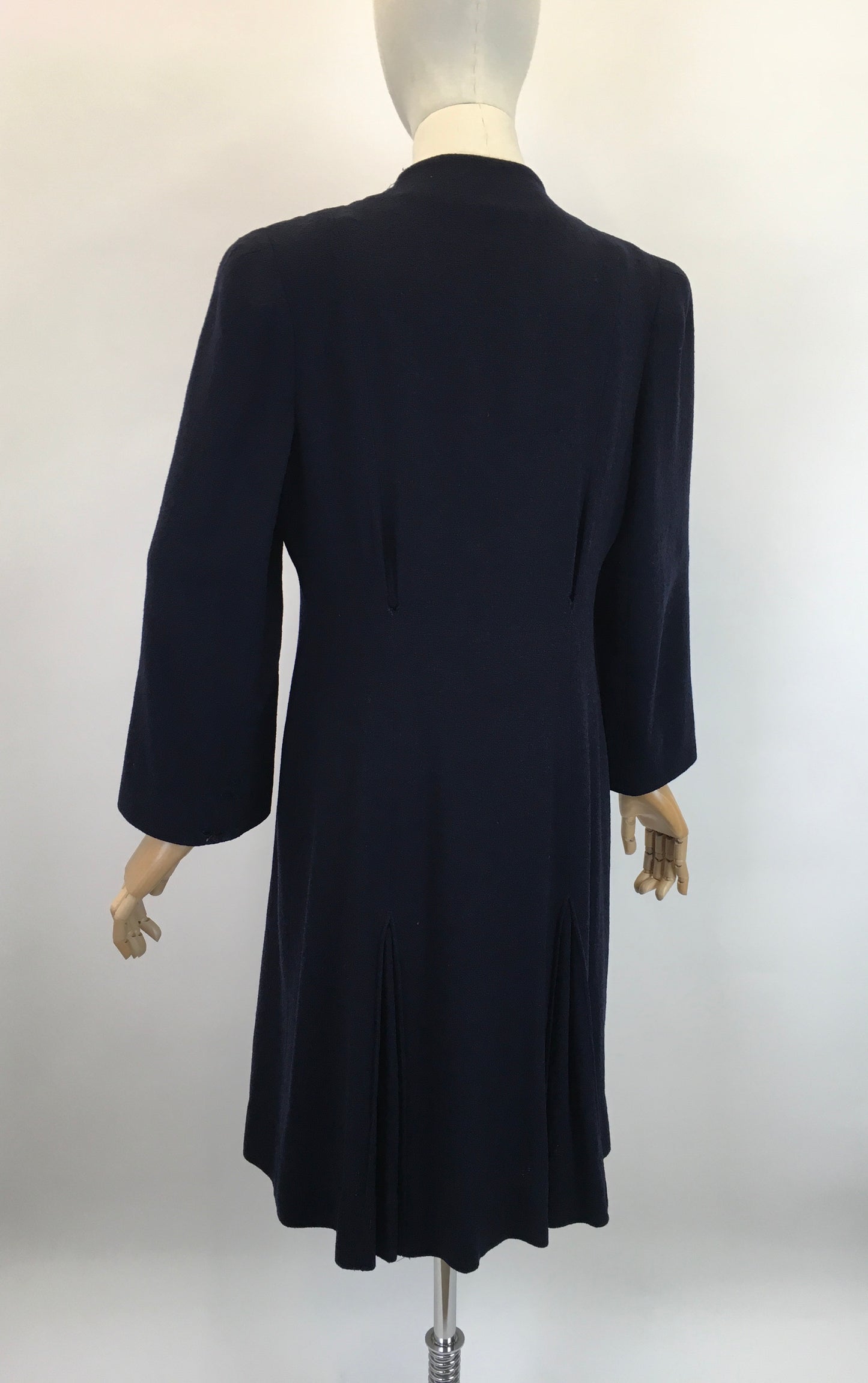 Original 1930’s Darling Navy Wool Crepe Coat - With Stunning Trapunto Detailing