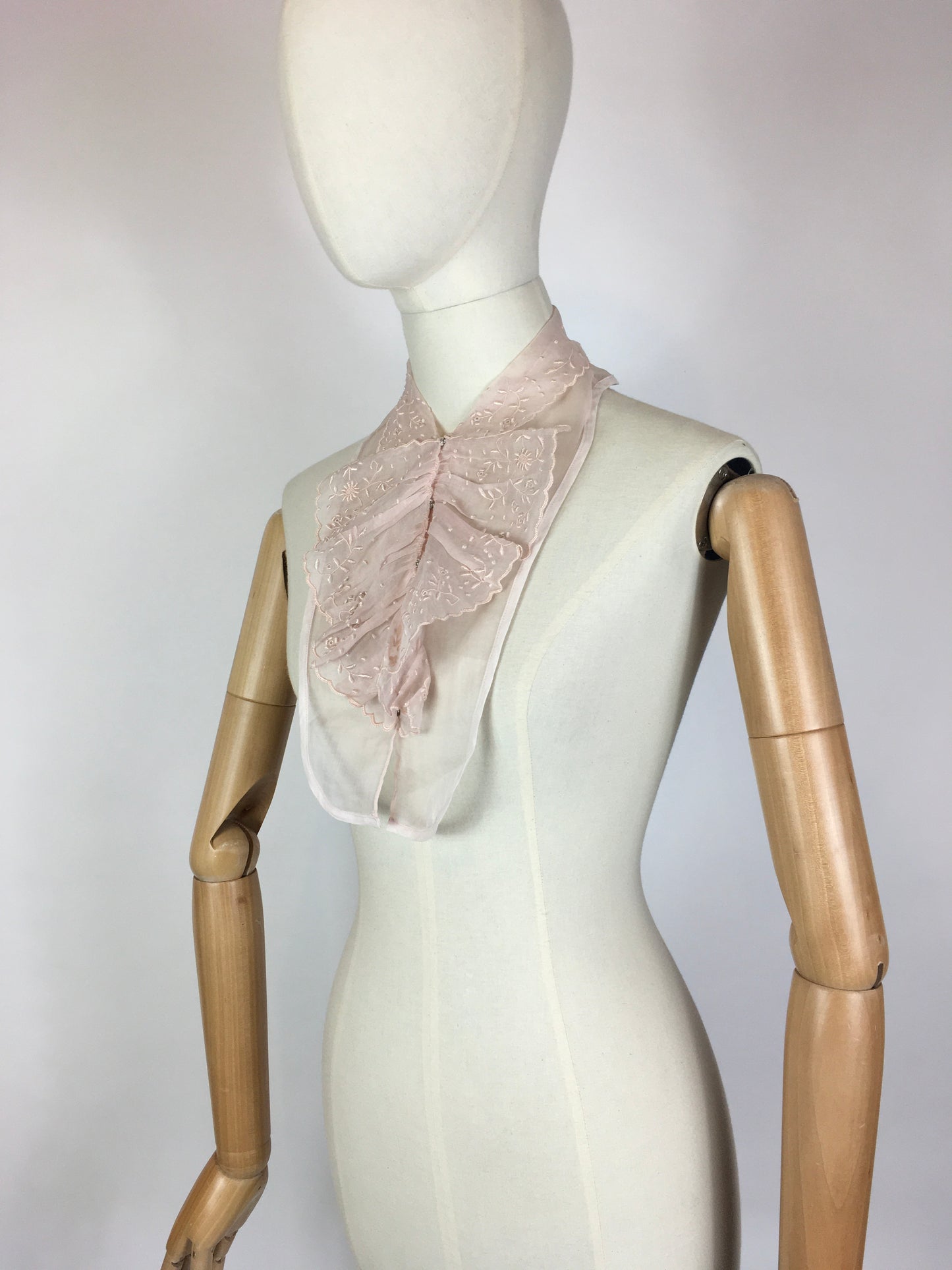 Original 1930’s Broderie Anglaise Dickie - By Saks Fifth Avenue in A Powdered Pink