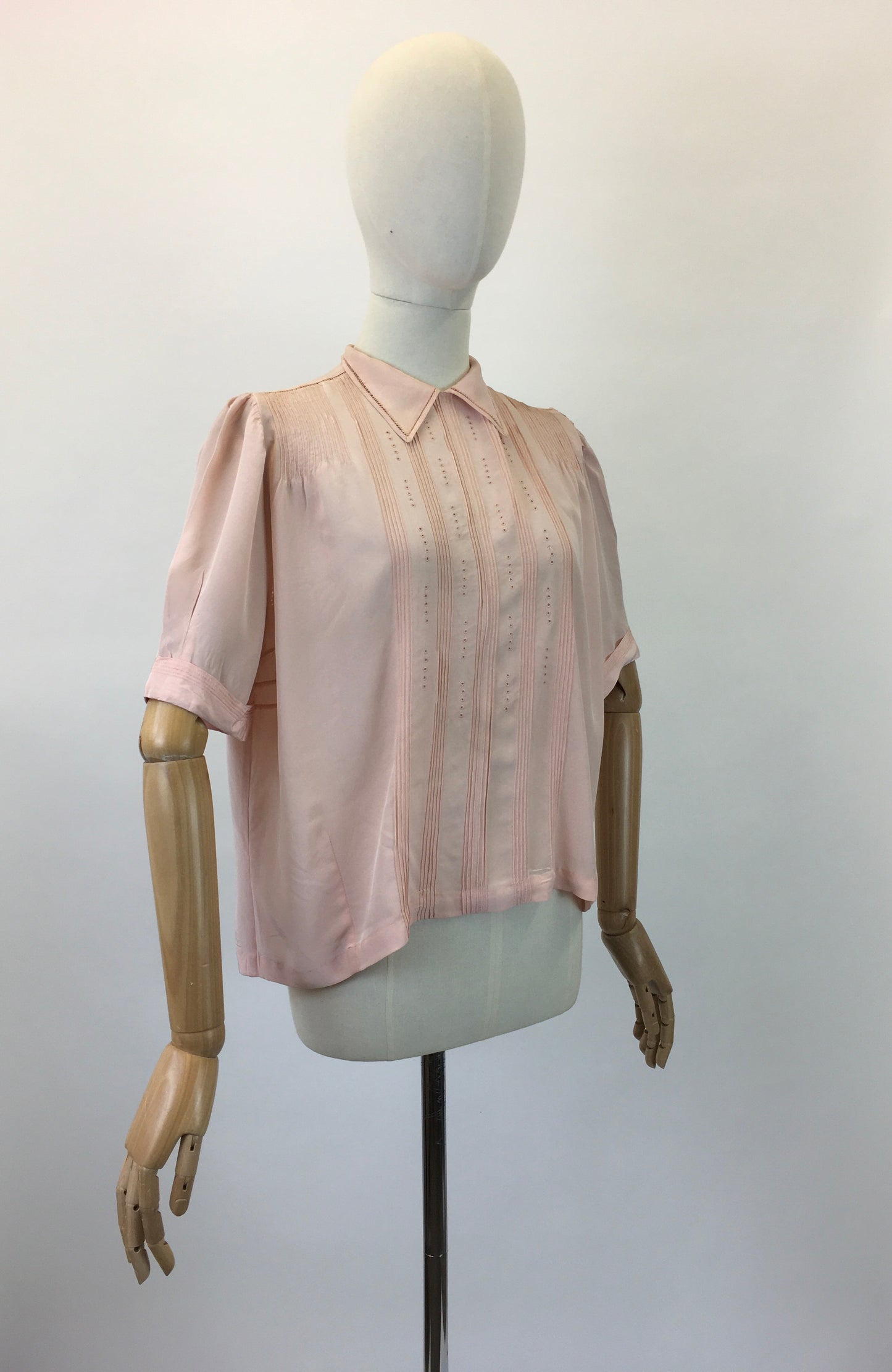 Original 1940's Darling Silk Blouse - In A Powdered Pink