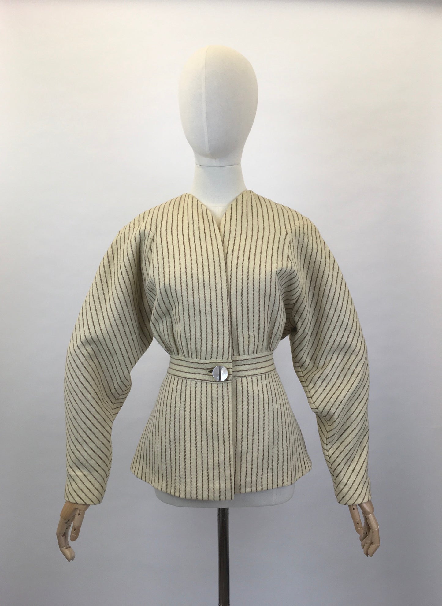 Original 1940’s Cream and Brown Striped Jacket - A ‘ Original Richi’s Hollywood ‘ Label