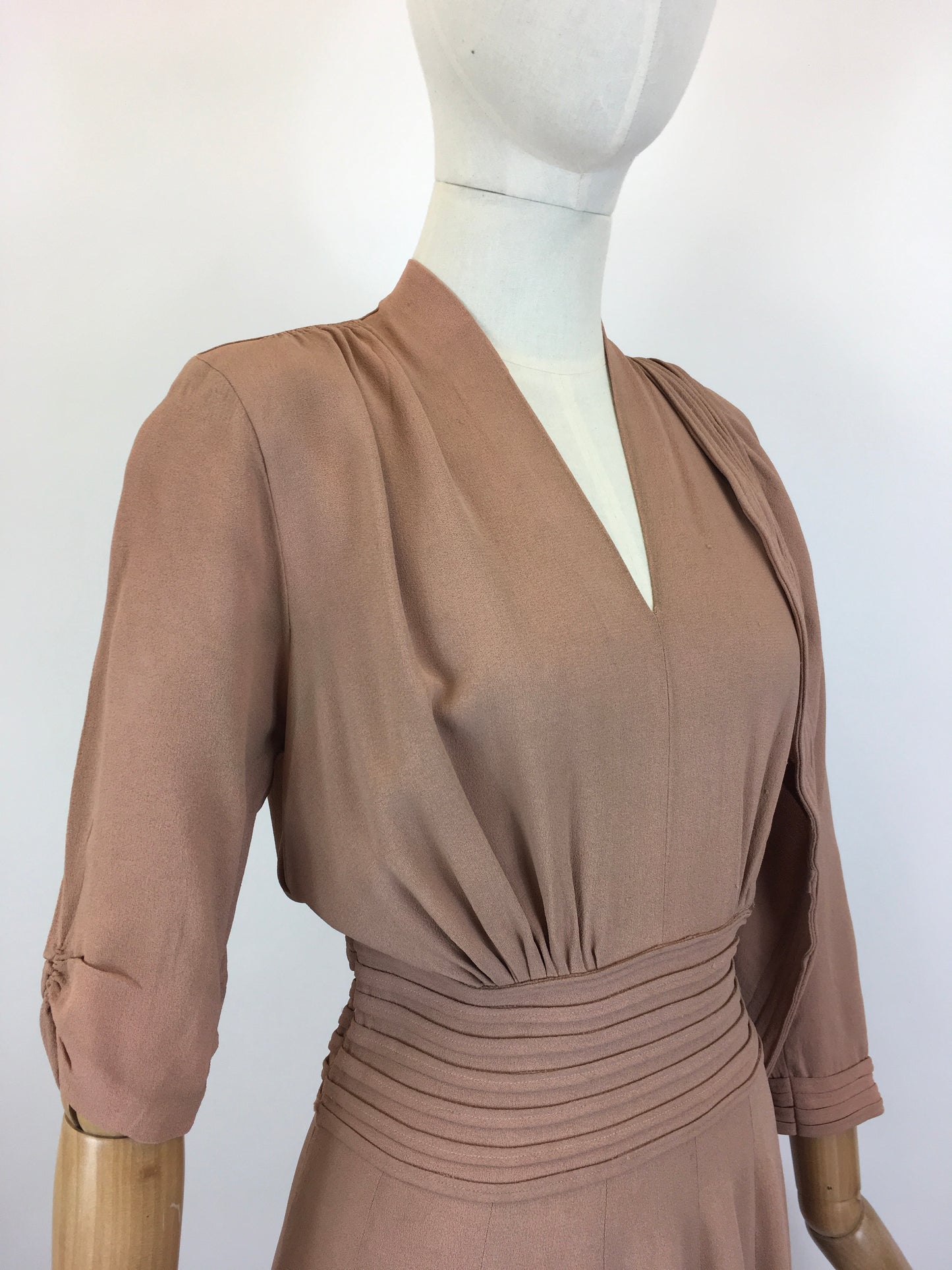 Original 1940’s Stunning Crepe Dress with Matching Bolero - In Powdered Rose