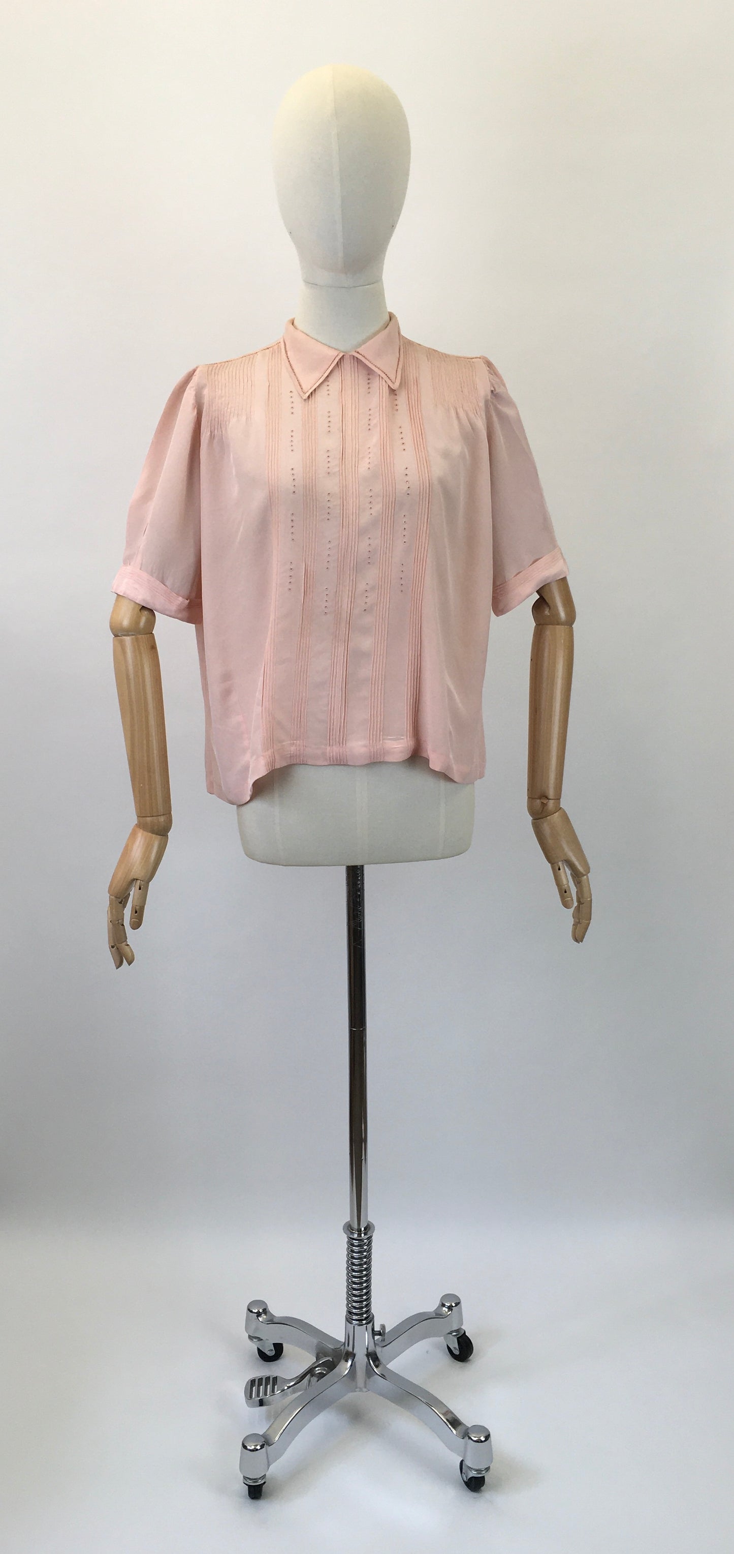 Original 1940's Darling Silk Blouse - In A Powdered Pink
