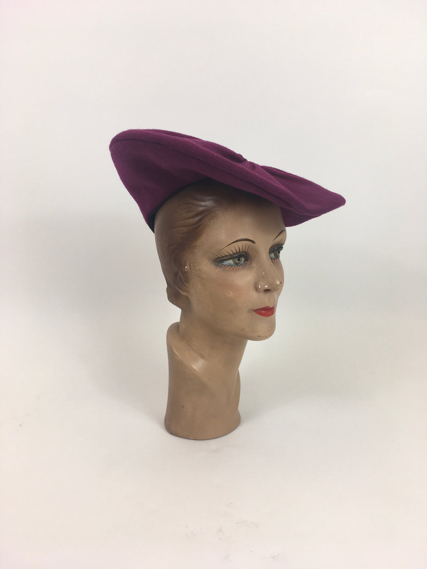 Original 1940’s American Pleated Beret Hat - In A Beautiful Deep Plum