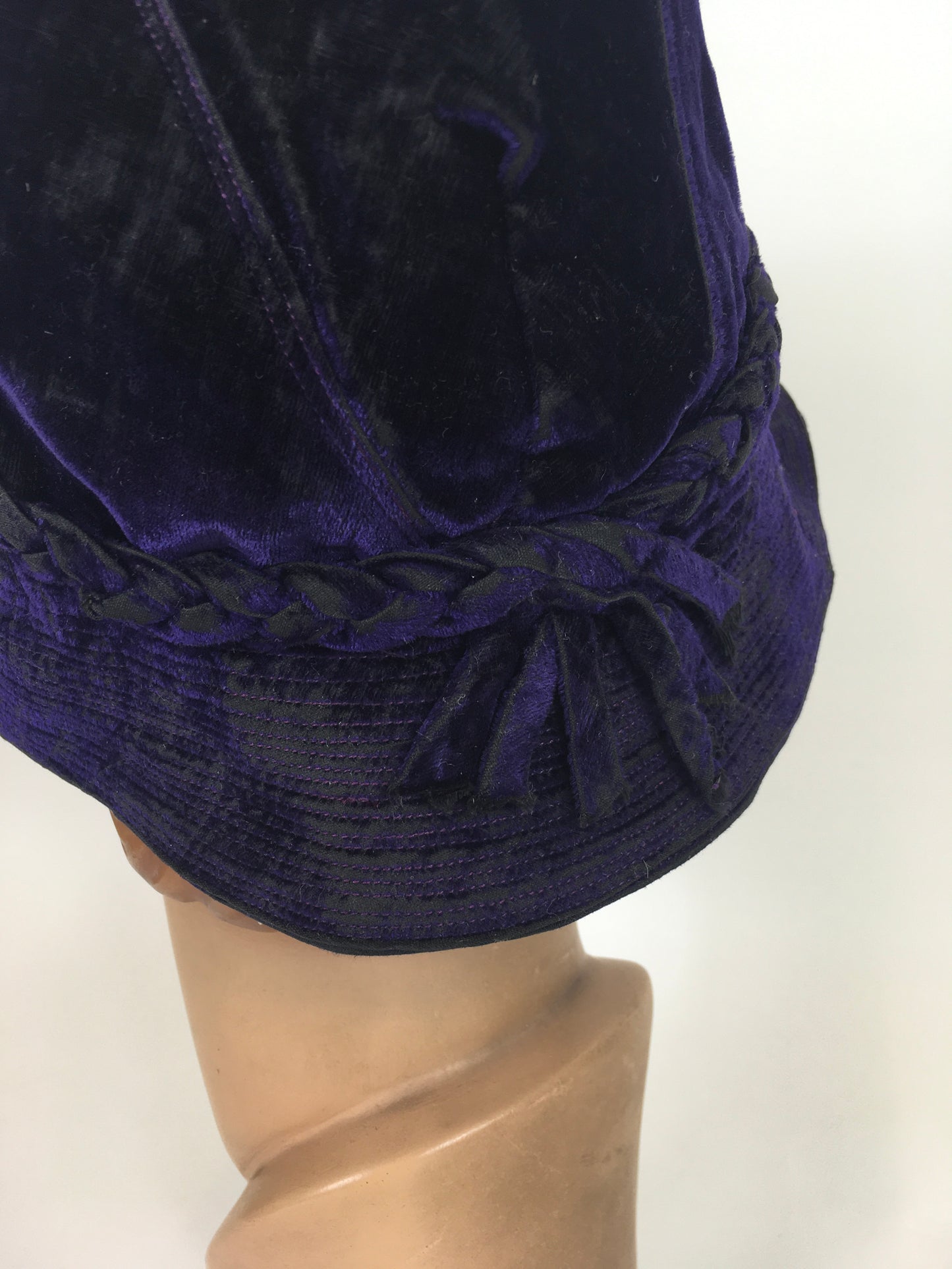 Original 1930’s Sensational Cone Shaped Hat - In A Sublime Cadbury Rich Purple Velvet