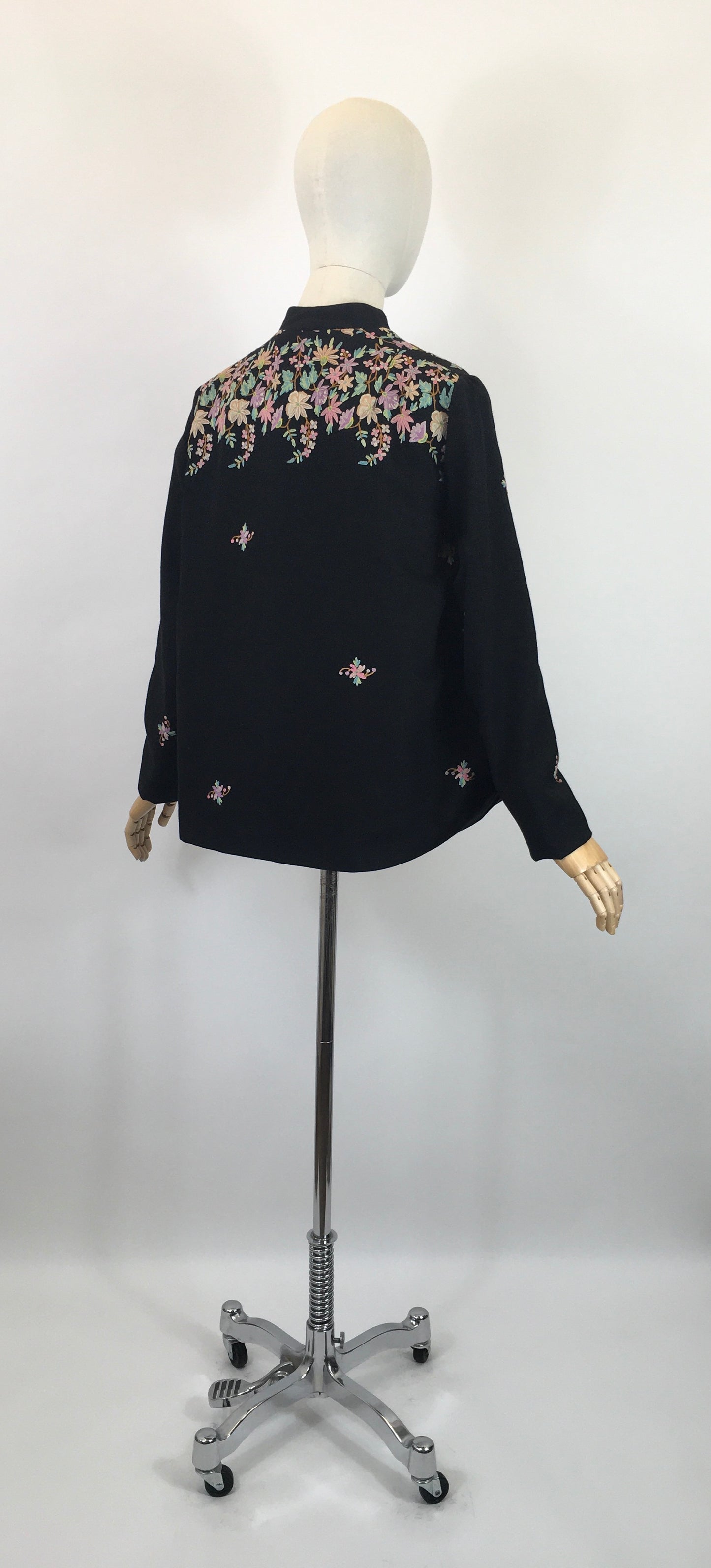 Original Late 1930's Early 1940's Edge to Edge Jacket - With Exquisite Embroidery Detailing in Pastels