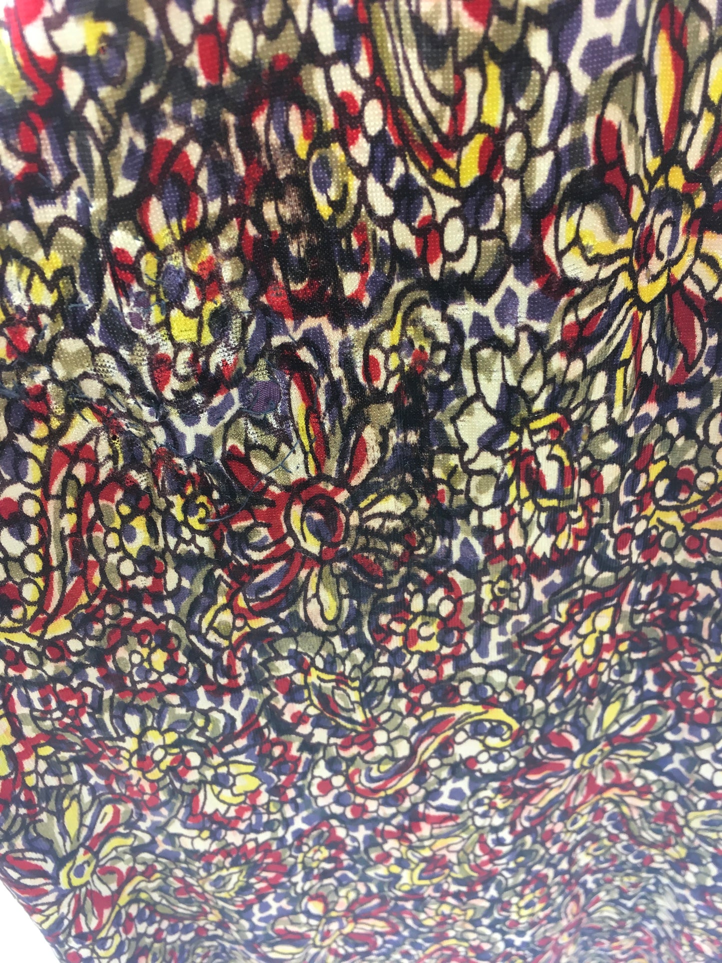 Original 1940’s STUNNING Rayon Jersey Dress AS IS - In Reds, Purples, Yellows & Navy