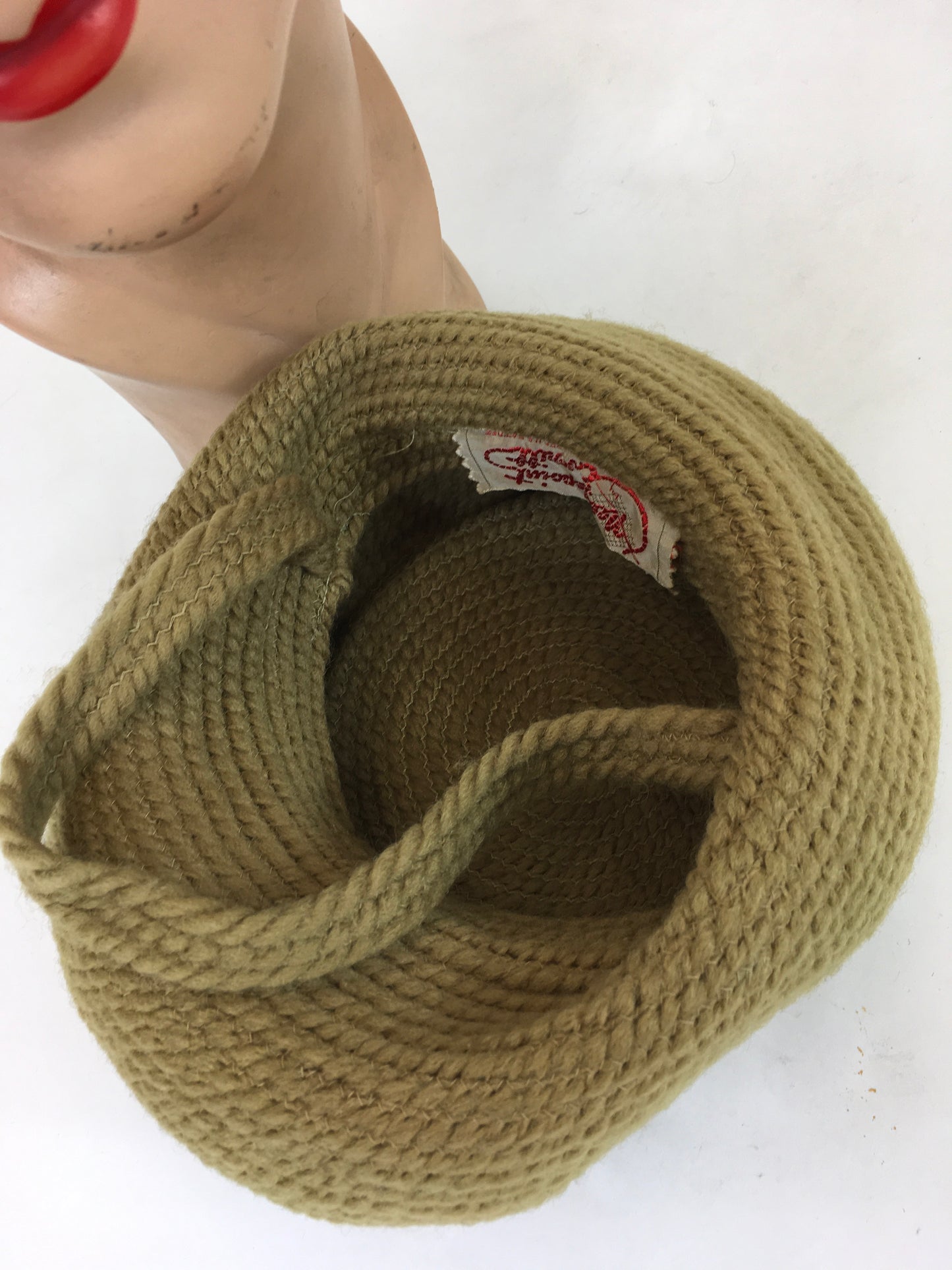 Original 1940's Fabulous Chartreuse and Brown Topper Tilt Hat - By ' Needlepoint Everitt'