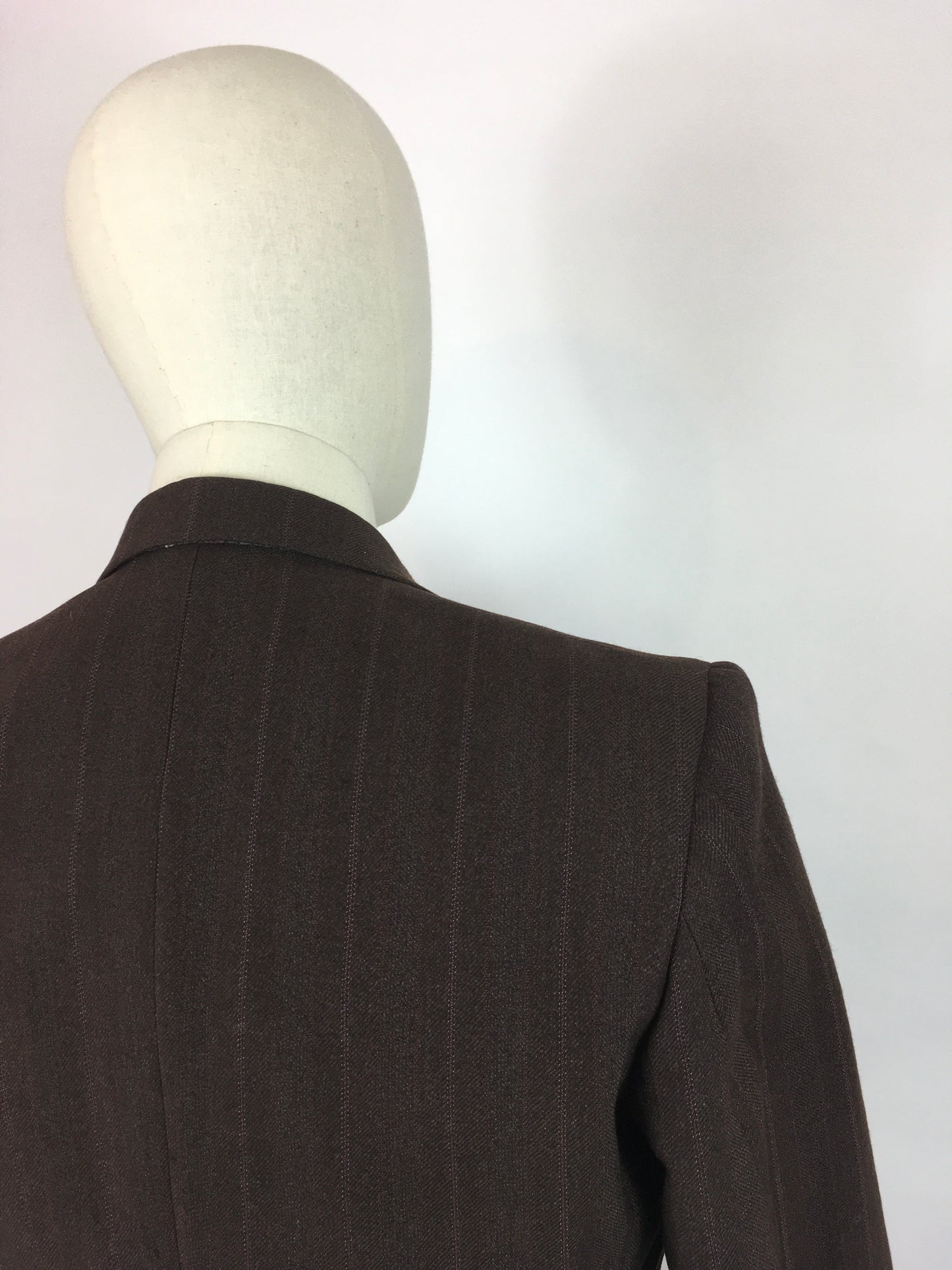 Original 1940’s CC41 Montague Burton Jacket - In a Lovely Brown with Orange and Pink Pinstripe