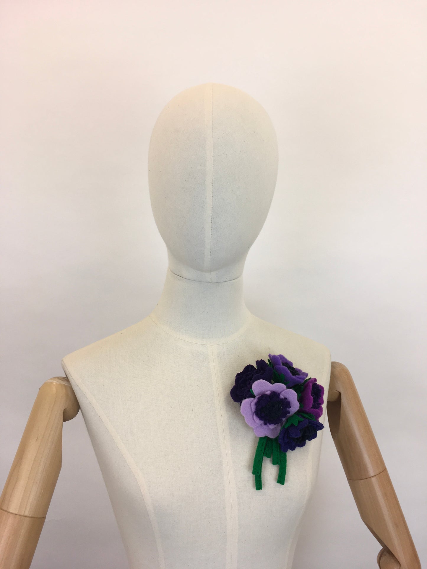 Reproduction Vintage 1940’s Make Do and Mend Floral Corsage - In Rich Purples and Greens