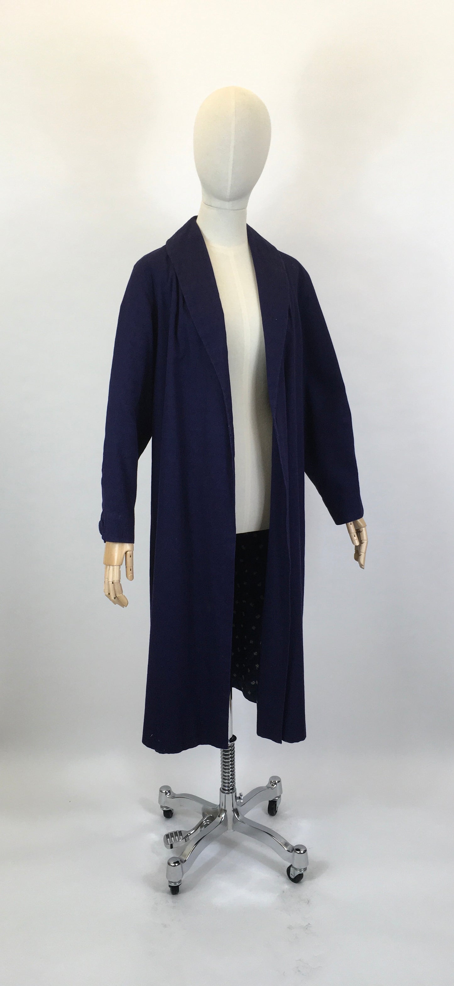 RESERVED Do NOT BUY  - Original 1950’s Edge to Edge Duster Coat - In a Midnight Blue Textured Cloth With Contrast Lining