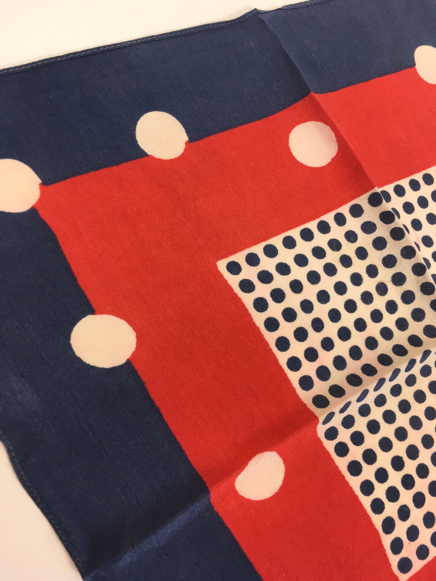 Original 1940's Fabulous Rayon Hankie - In Red, White and Blue