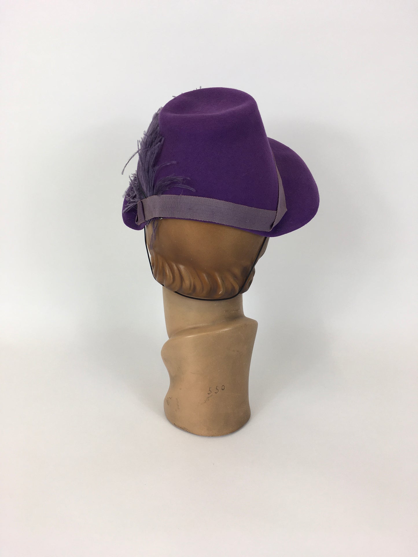 Original 1940’s STUNNING Cadbury Purple Hat - With Ostrich Feather Plume Adornment