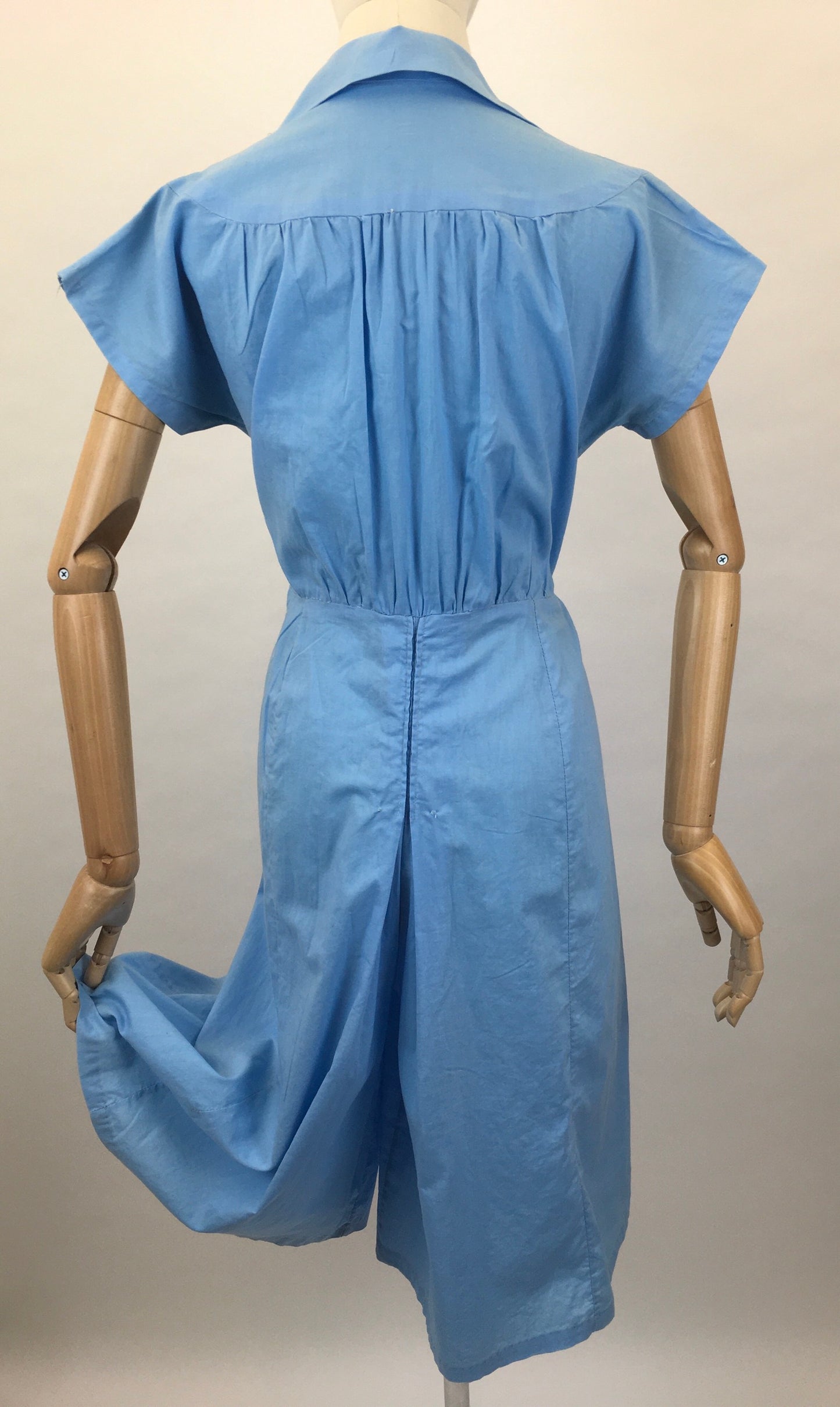 Original 1940’s Homemade Zip Front Playsuit - In a Lovely Sky Blue Cotton