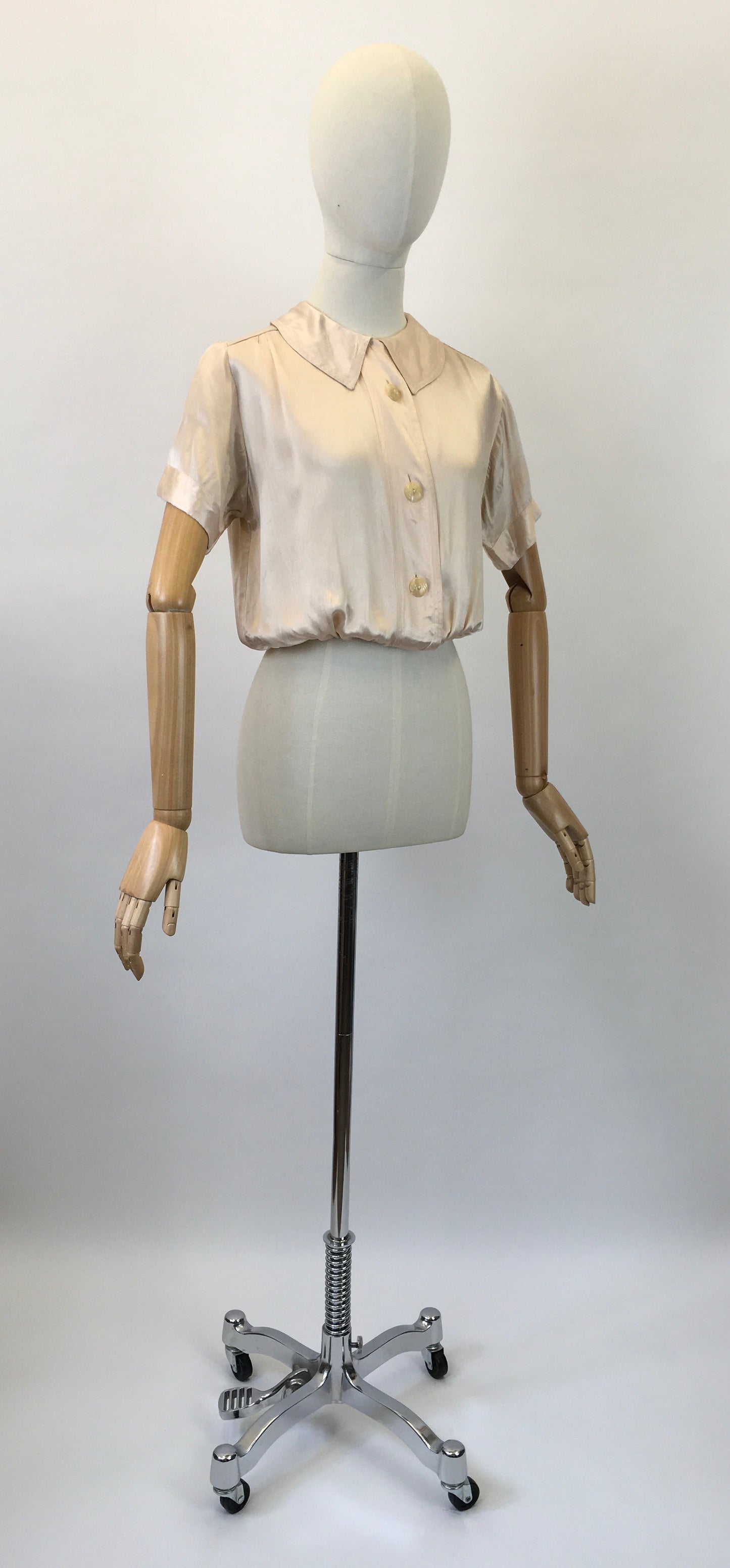 Original 1930's Darling Silk Rayon Blouse - In A Pale Pink