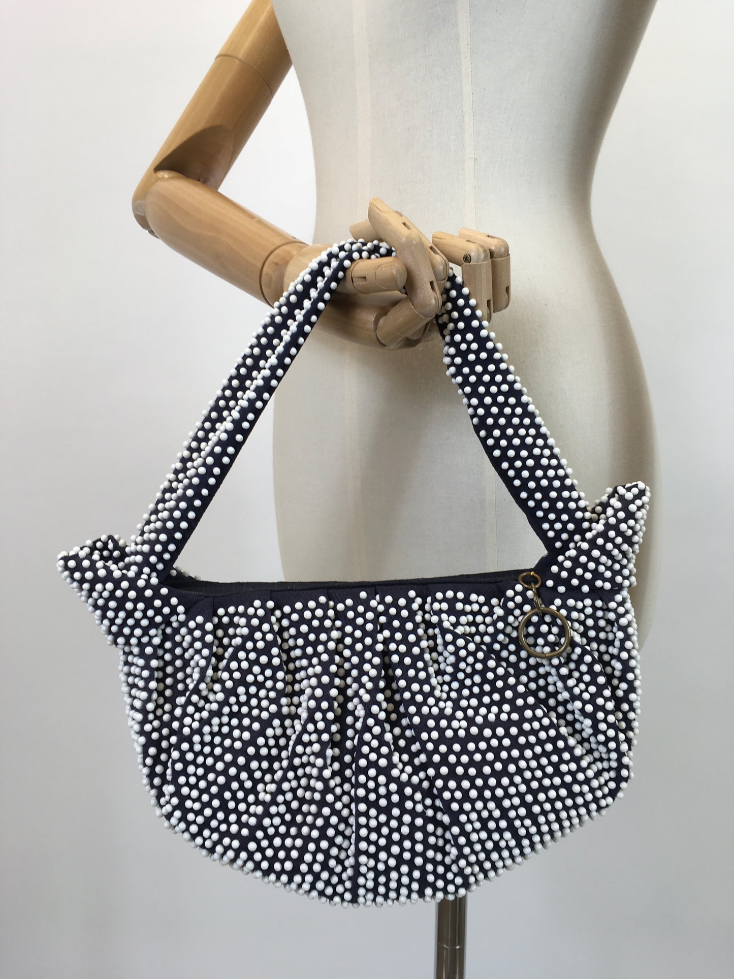 Original Late 1940's Early 1950's Fabulous Handbag - In Classic Navy & White