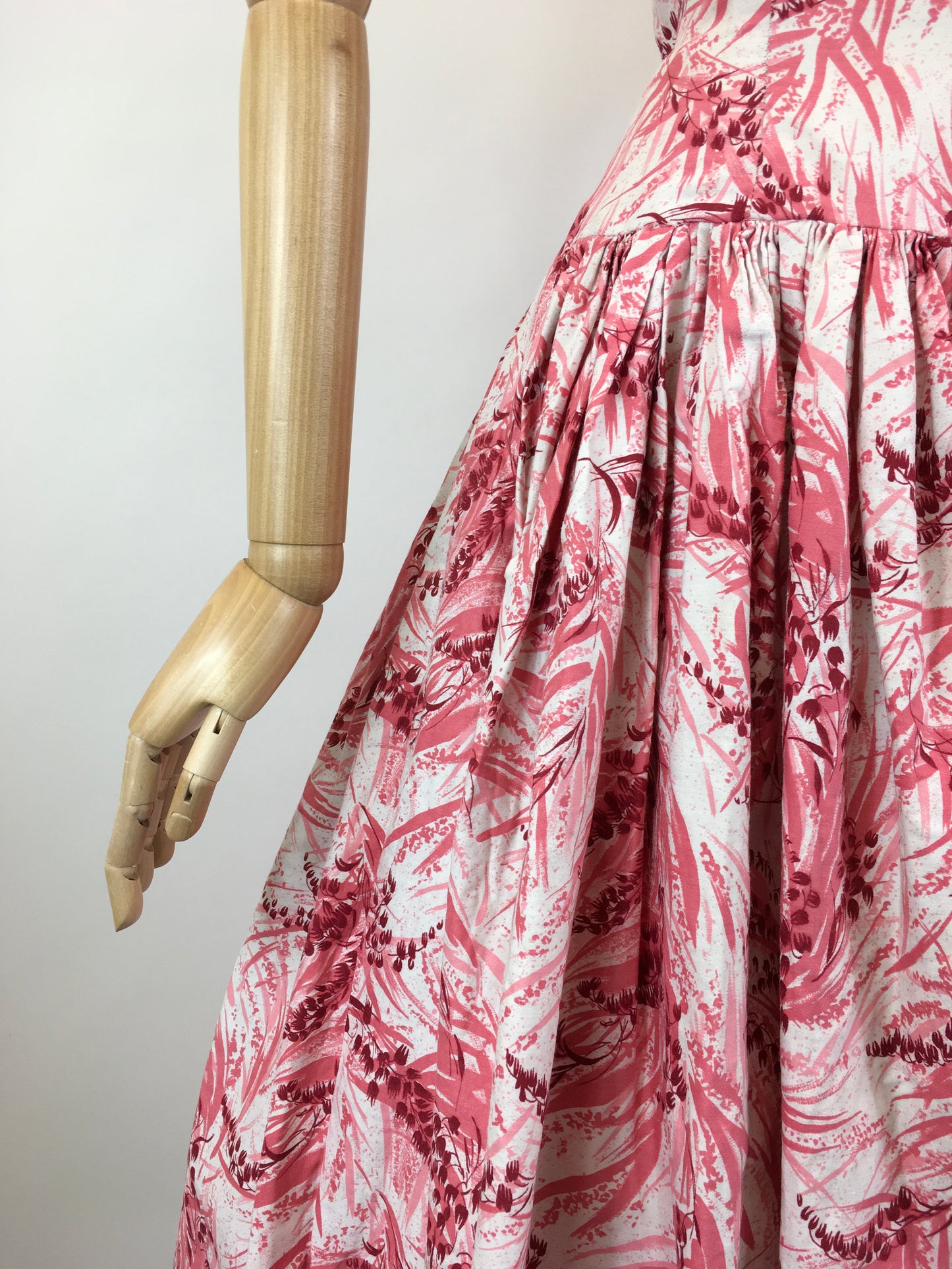 Original 1950’s Darling Cotton Day Dress - In Crisp White, Powder Pink & Deep Pink