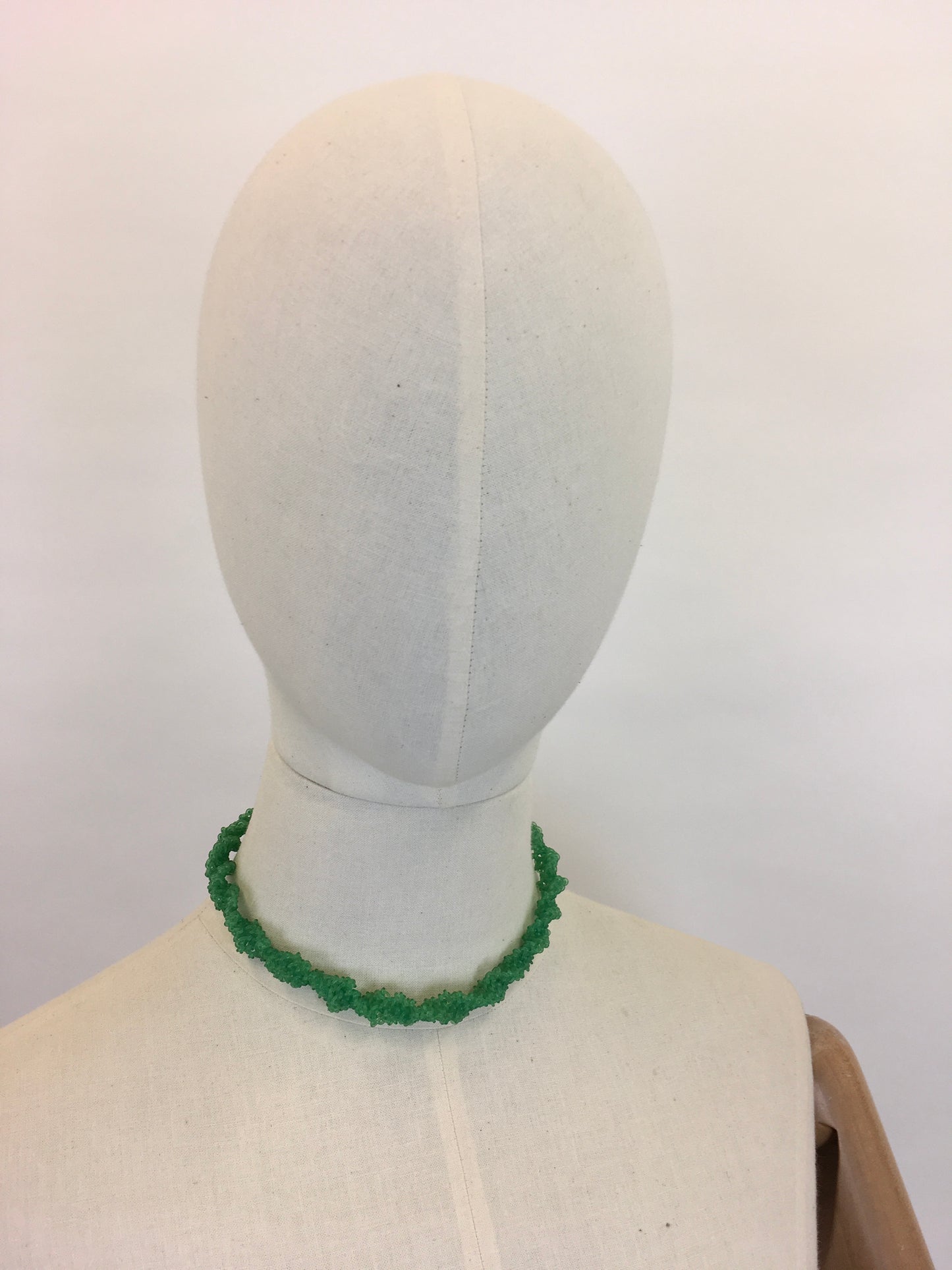 Original 1940’s Telephone Wire Necklace ‘ Scoobie’ - In a Grassy Green