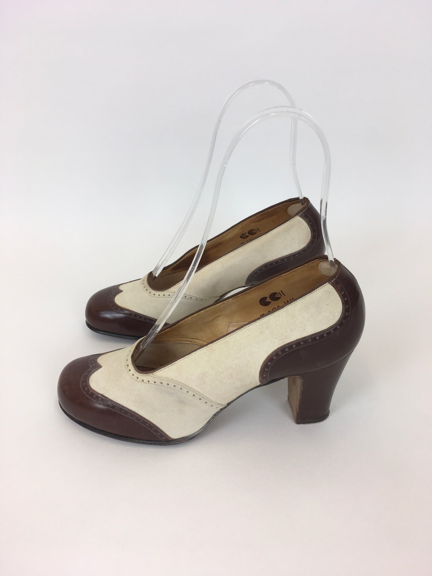 Original 1940s ‘ Start-rite’ CC41 Utility Spectre Shoes - In Iconic Colour-way Cream & Brown