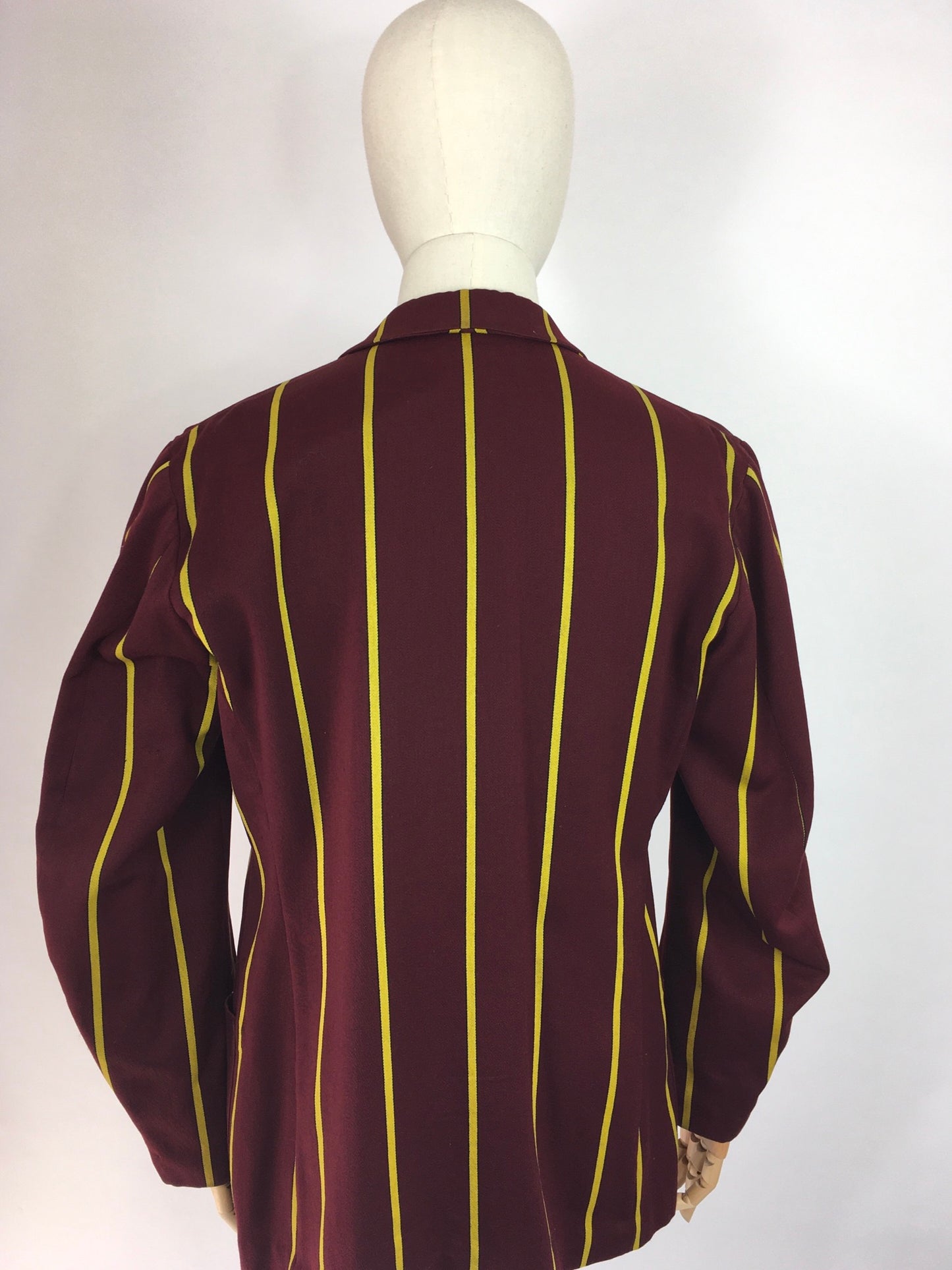 Original College Blazer By ‘ Ryder and Amies Cambridge’ - In a Lovely Burgundy and Yellow Stripe