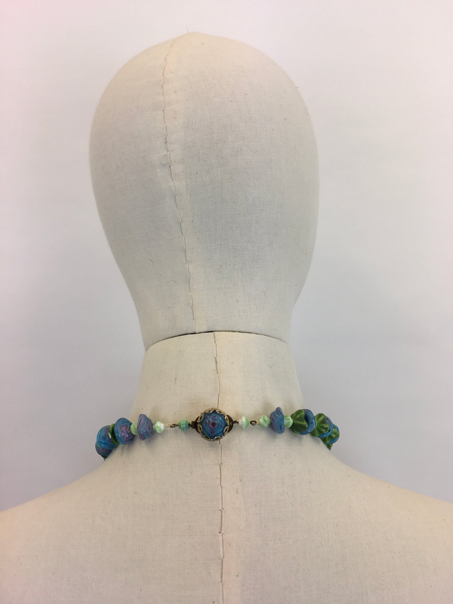 Original 1930’s Glass Petal Necklace - In the Most Beautiful Soft Purples and Powder Blues