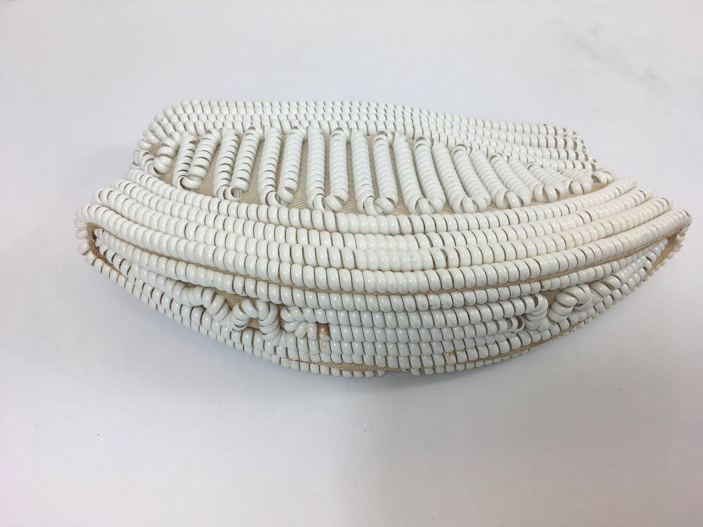 Original 1940's / 1950's Telephone Cord Clutch Handbag - In Snowdrop White