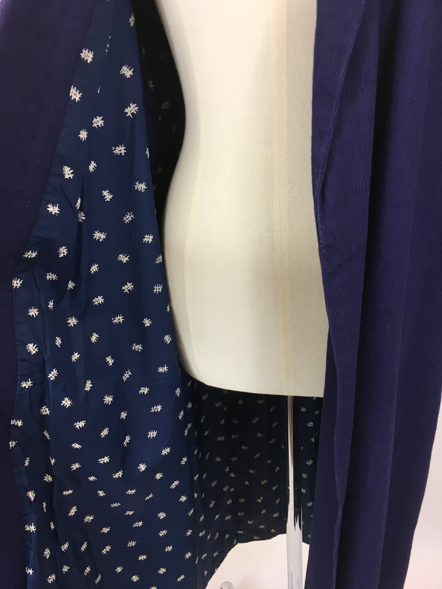 RESERVED Do NOT BUY  - Original 1950’s Edge to Edge Duster Coat - In a Midnight Blue Textured Cloth With Contrast Lining