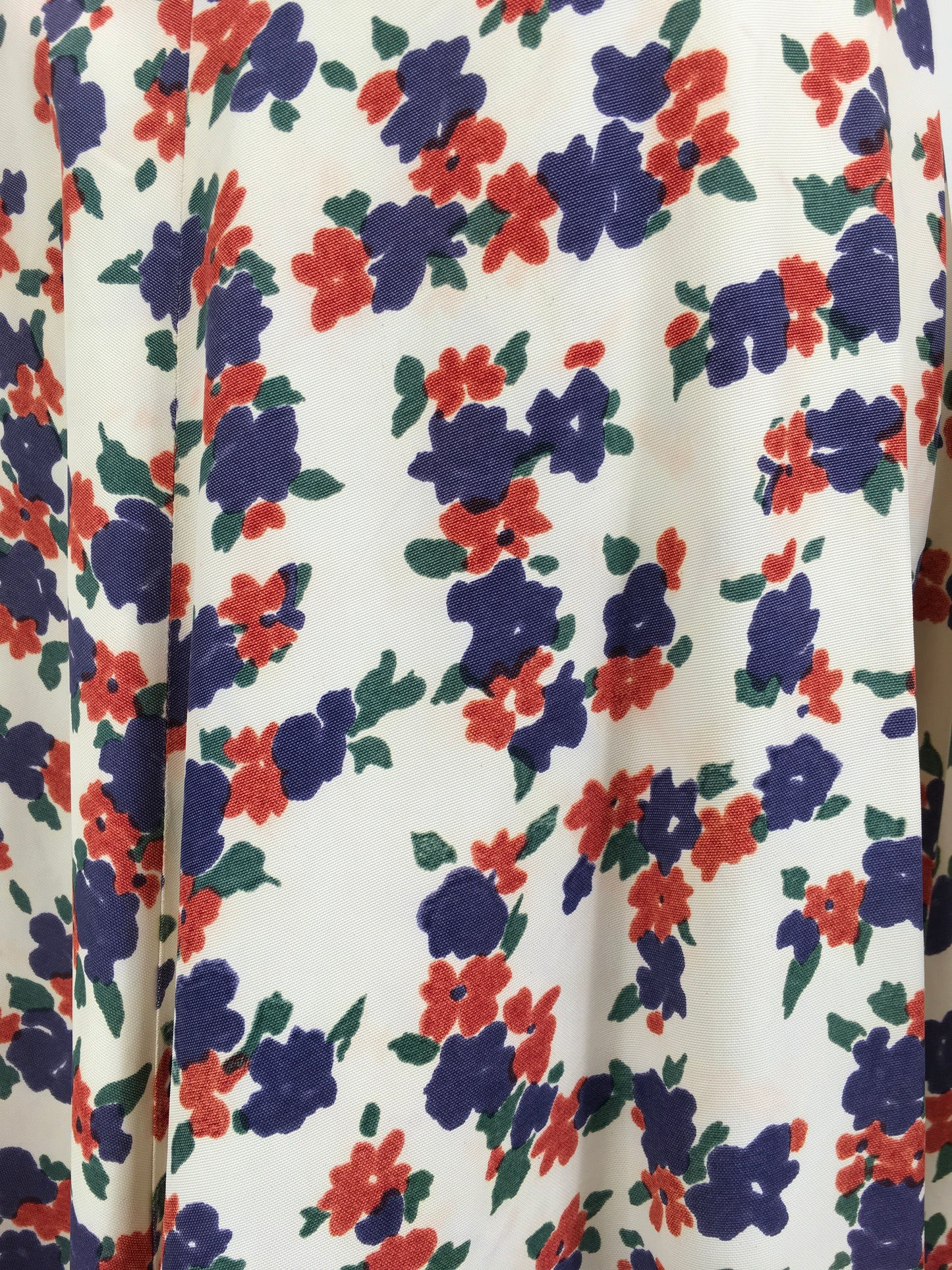 Original Late 1930’s Stunning Evening Gown - Navy & Coral Red Floral Rayon