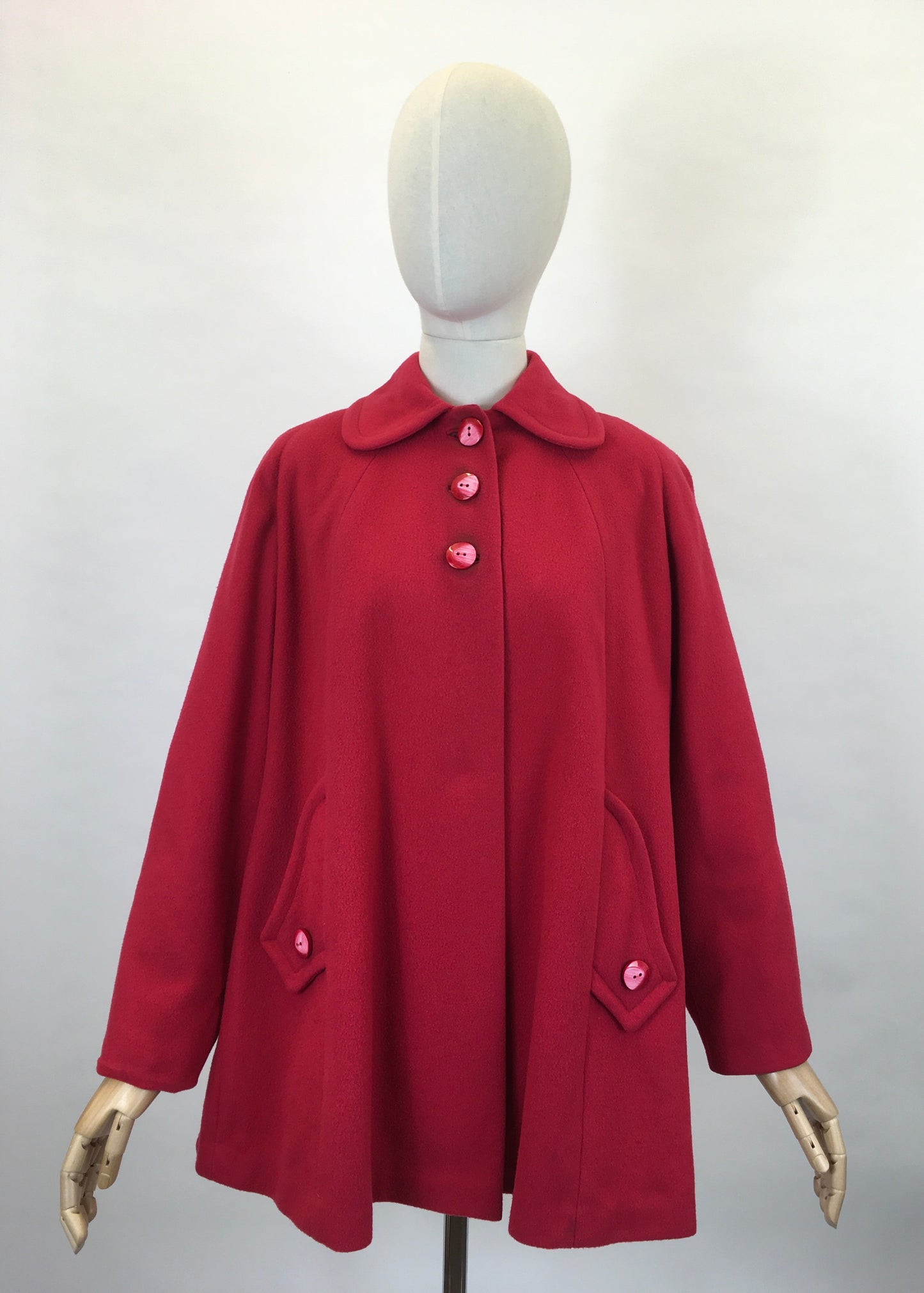 Original Late 1940’s Raspberry Red Swing Jacket - With Stunning Detailing