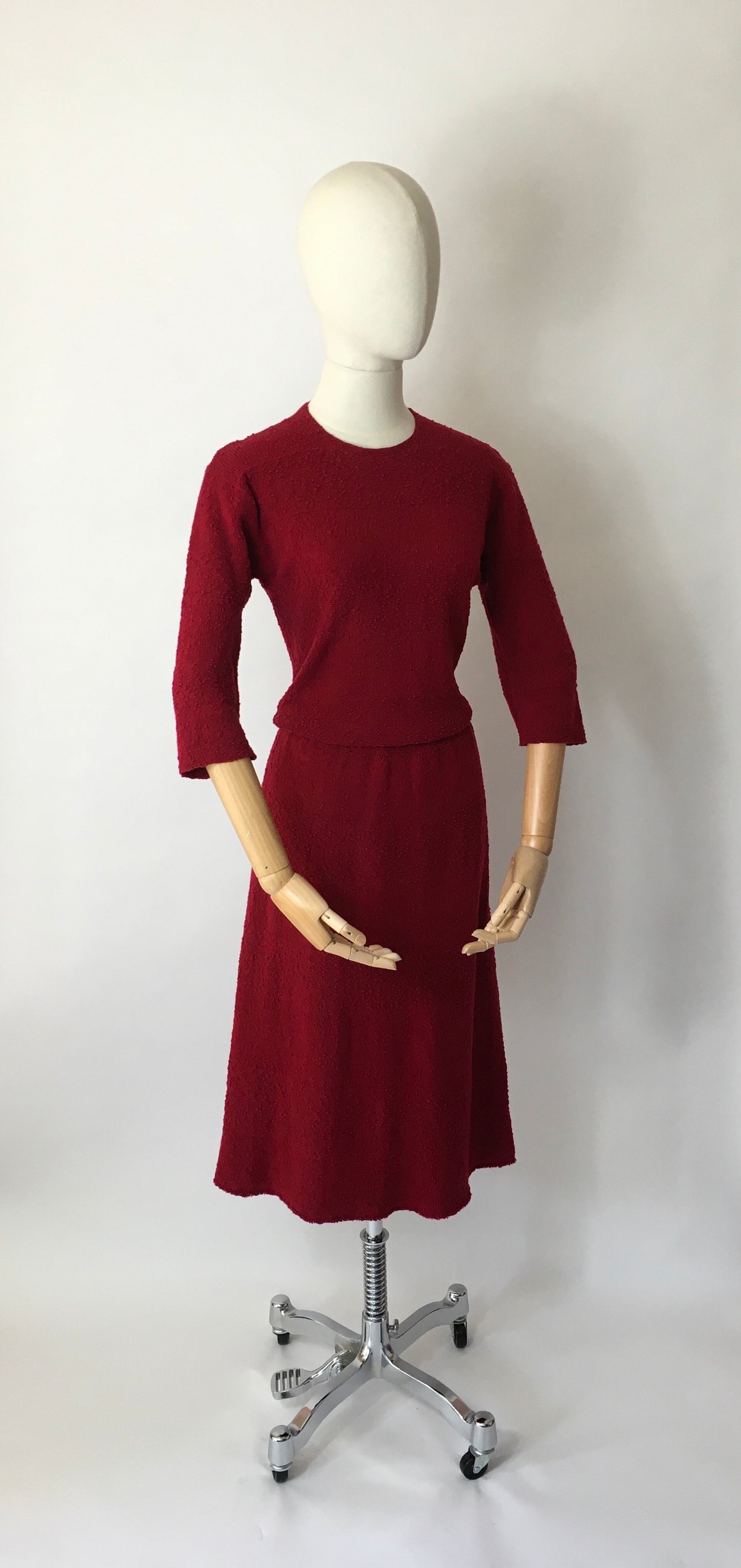 Original 1940’s Knitted Dress - In a Beautiful Raspberry Red Colour