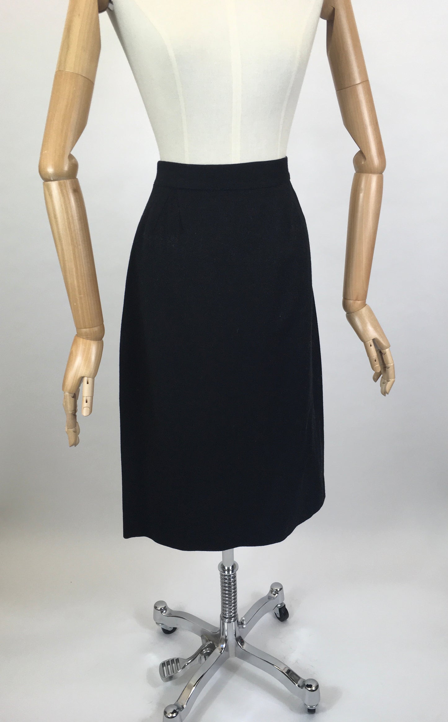 Original 1950’s Black Wool Pencil Skirt - With Amazing Back Bow Detailing