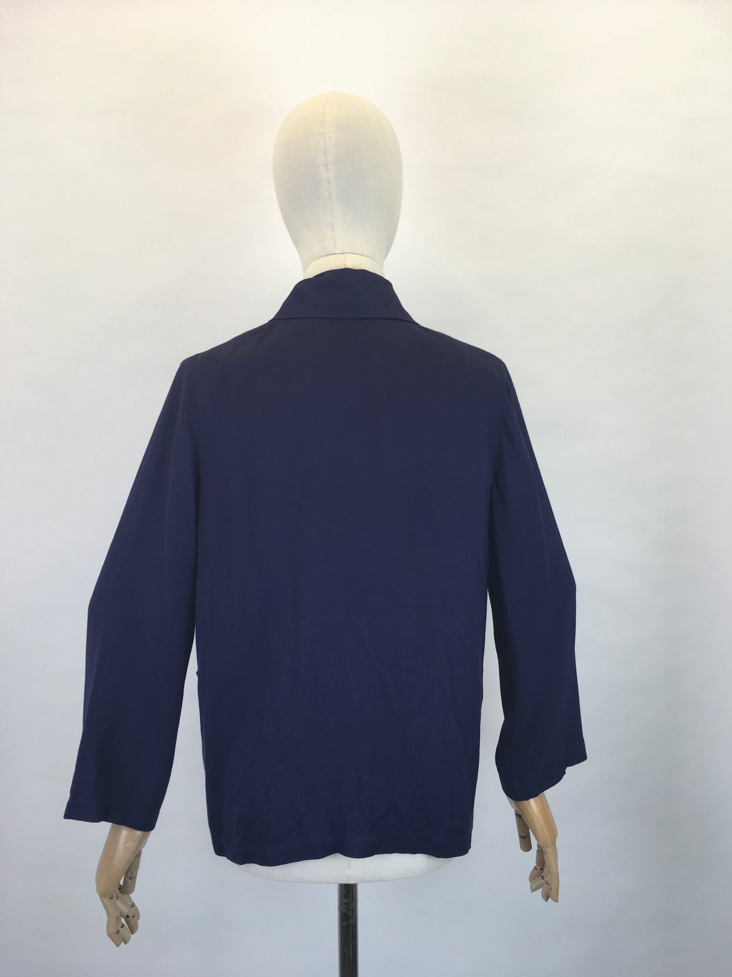 Original 1940s Stunning Navy Swagger Jacket - In a Lightweight Gab Fabric with lovely Button Detailing