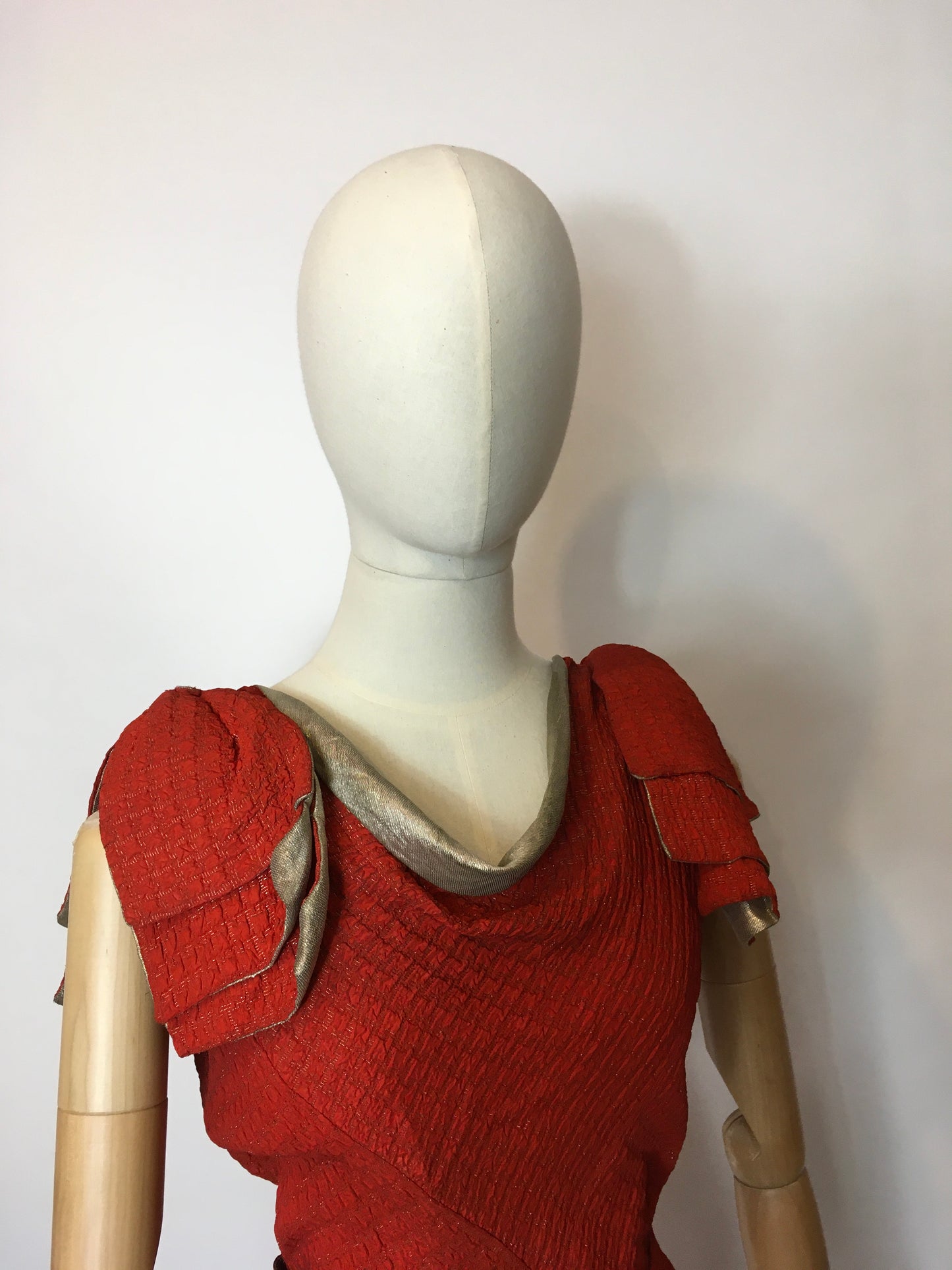 Original 1930’s Stunning Rust and Lame Bias Cut Gown - Festival of Vintage Fashion Show Exclusive