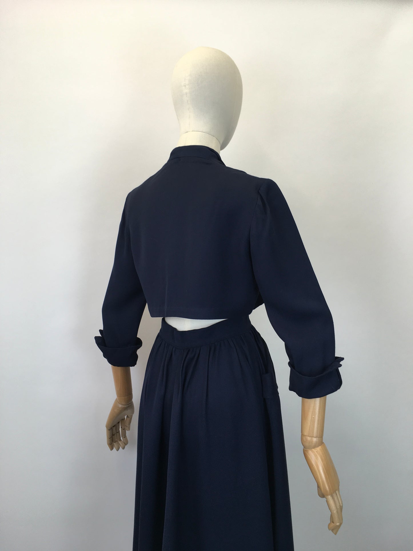 Original 1940's Early 1950's Darling Bolero & Skirt Set - In A Classic Navy