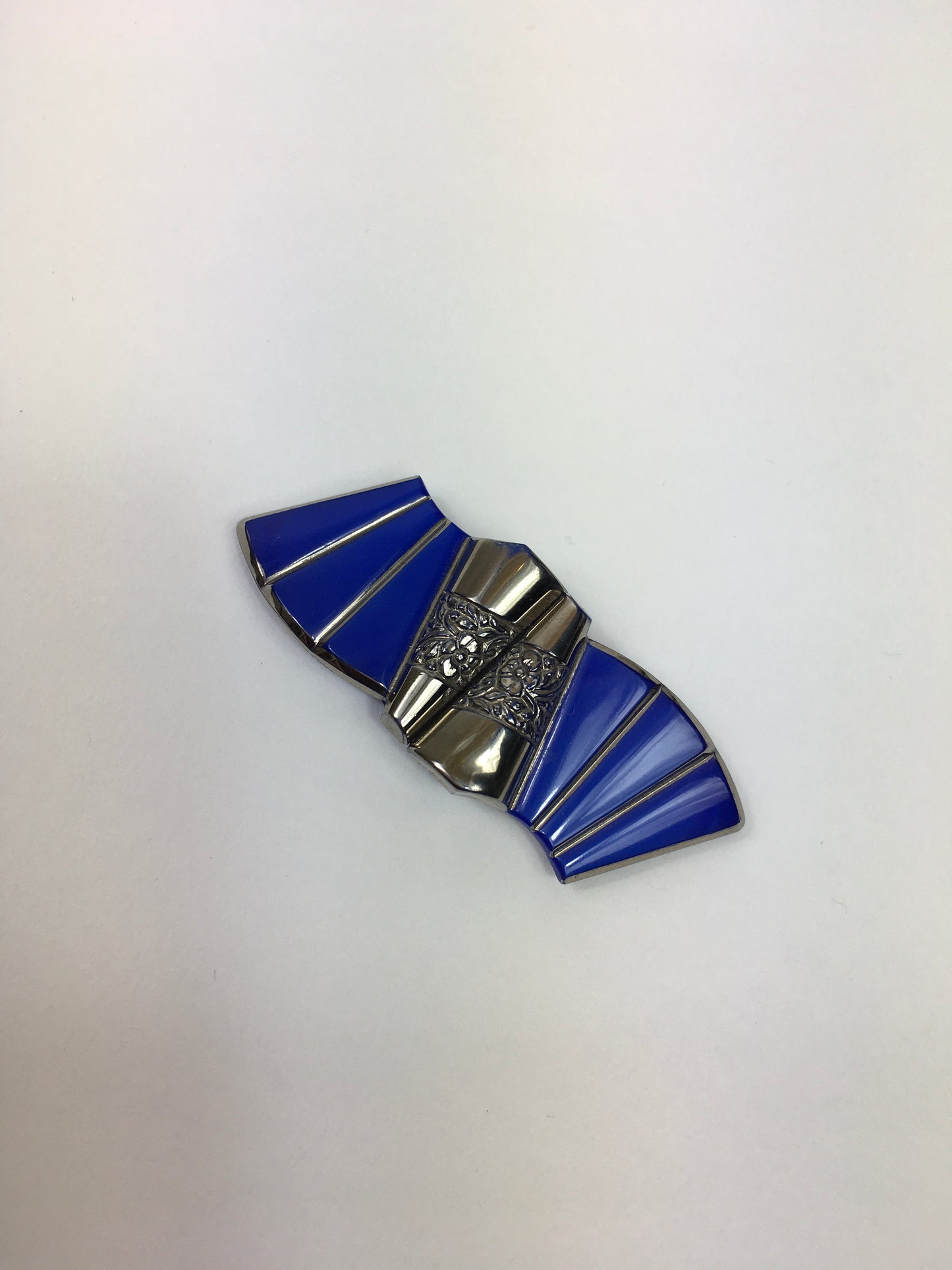 Original 1930’s Glass & Enamel Buckle - In a Beautiful Rich Blue with Deco Detailing